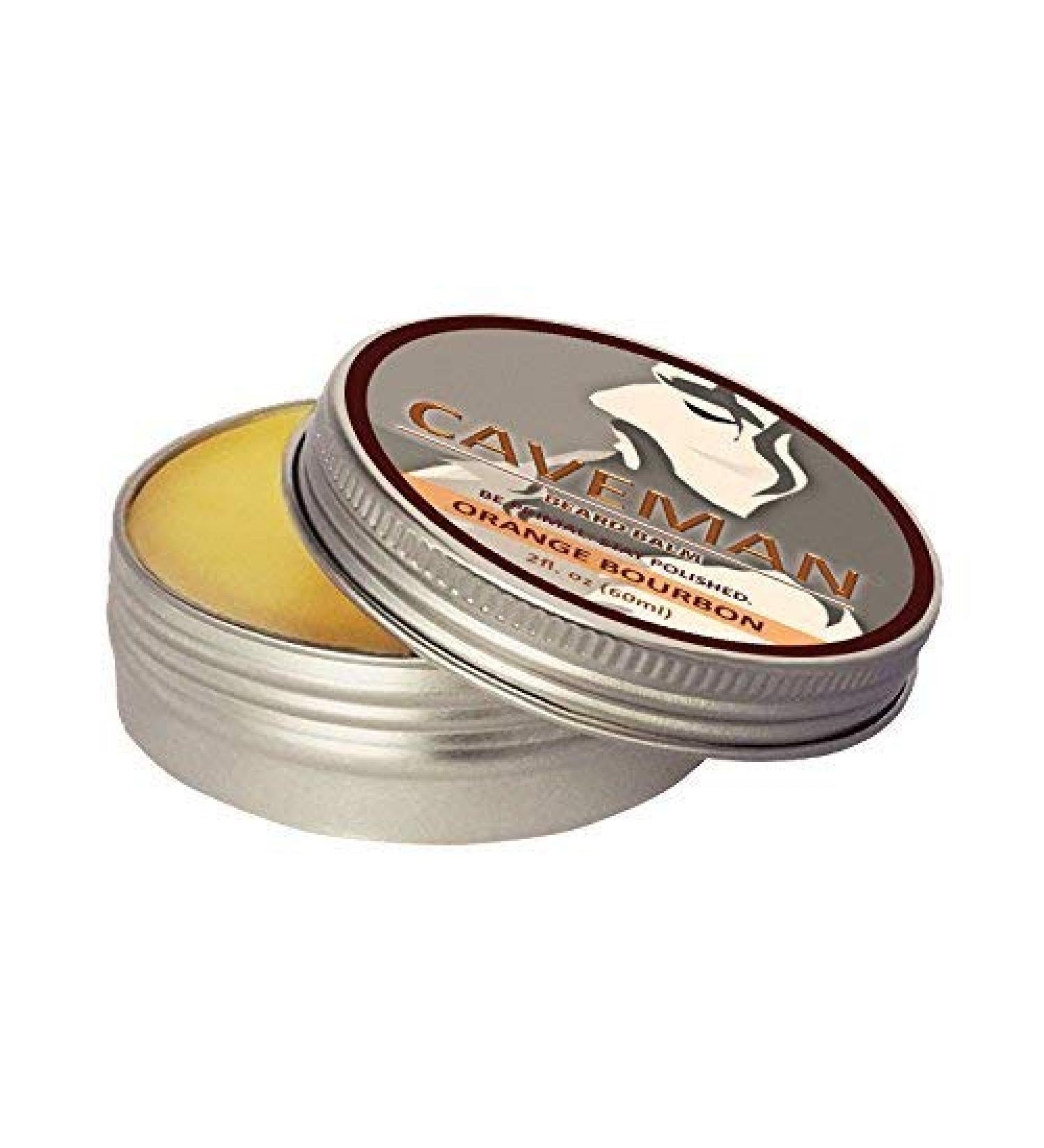 Caveman Beard Balm Orange Bourbon Scent Leave in Conditioner All Natural Beard Balm and Mustache Wax