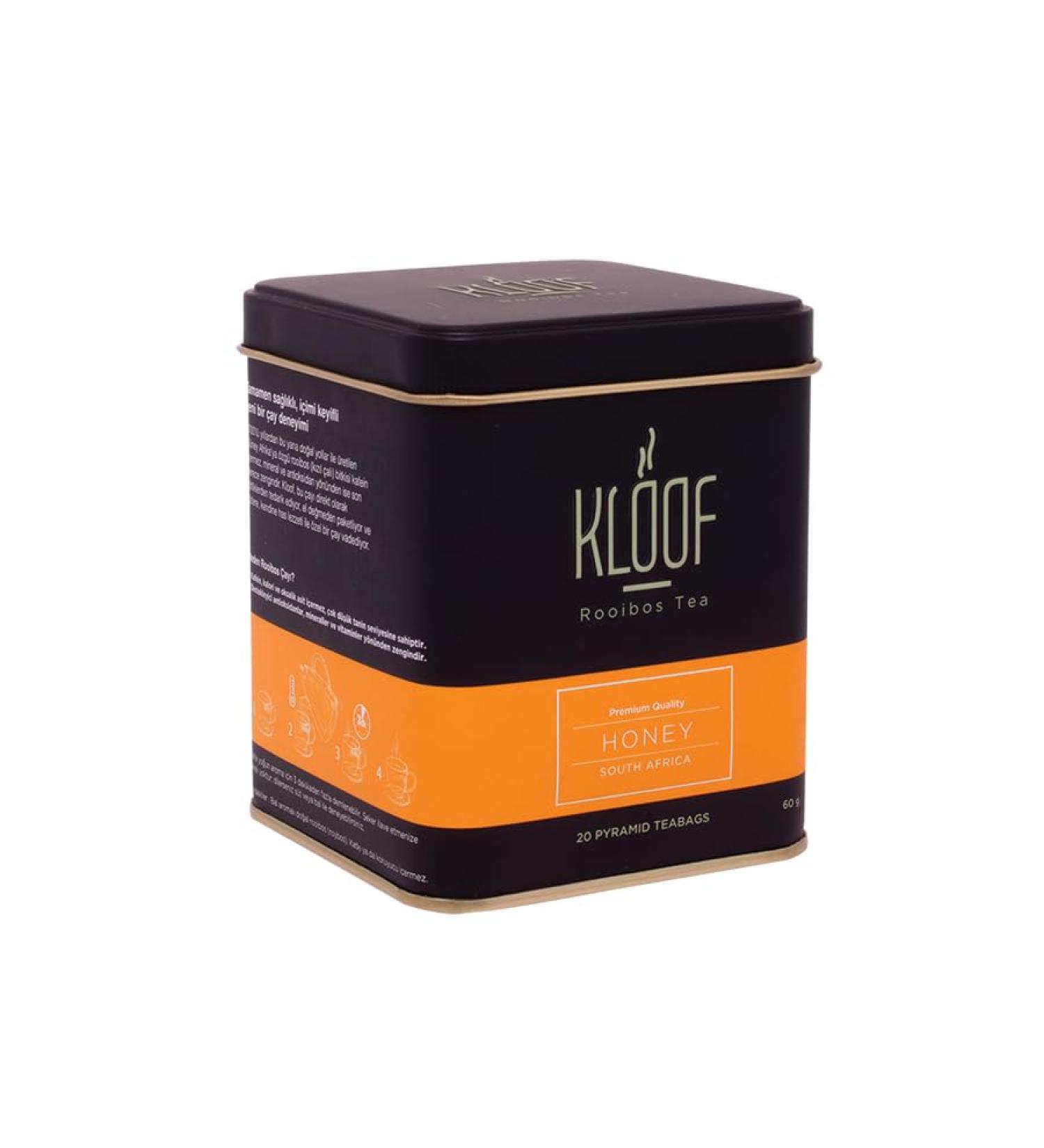 KLOOF Rooibos Tea Honey Flavored Rooibos Tea 20 Pcs. Biodegradable Pyramid Bag 60 Gr