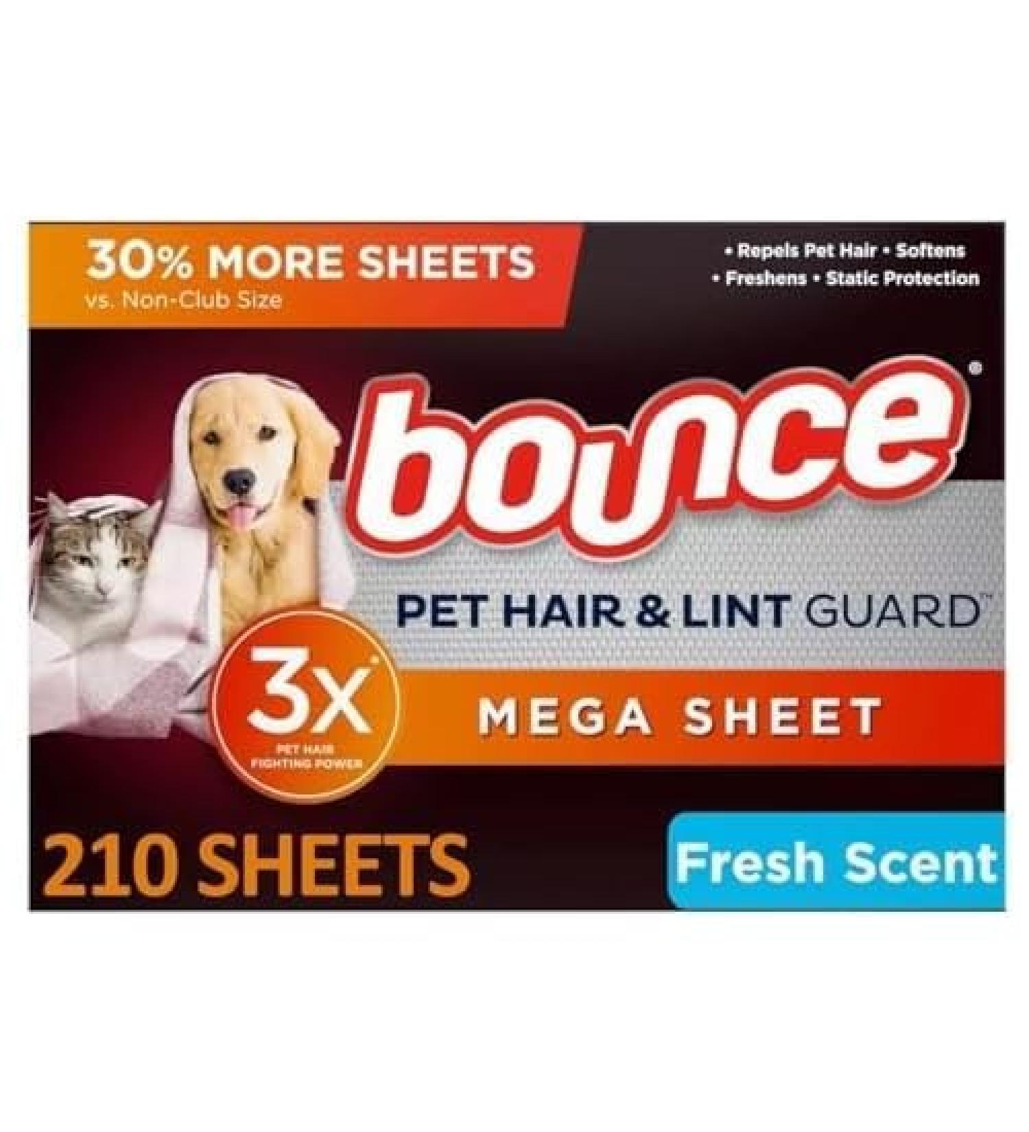 Pet Hair & Lint-Guard Mega Dryer Sheets - Fresh Scent (210 ct) | Best for International Shipping - Buy Online on GoSupps.com