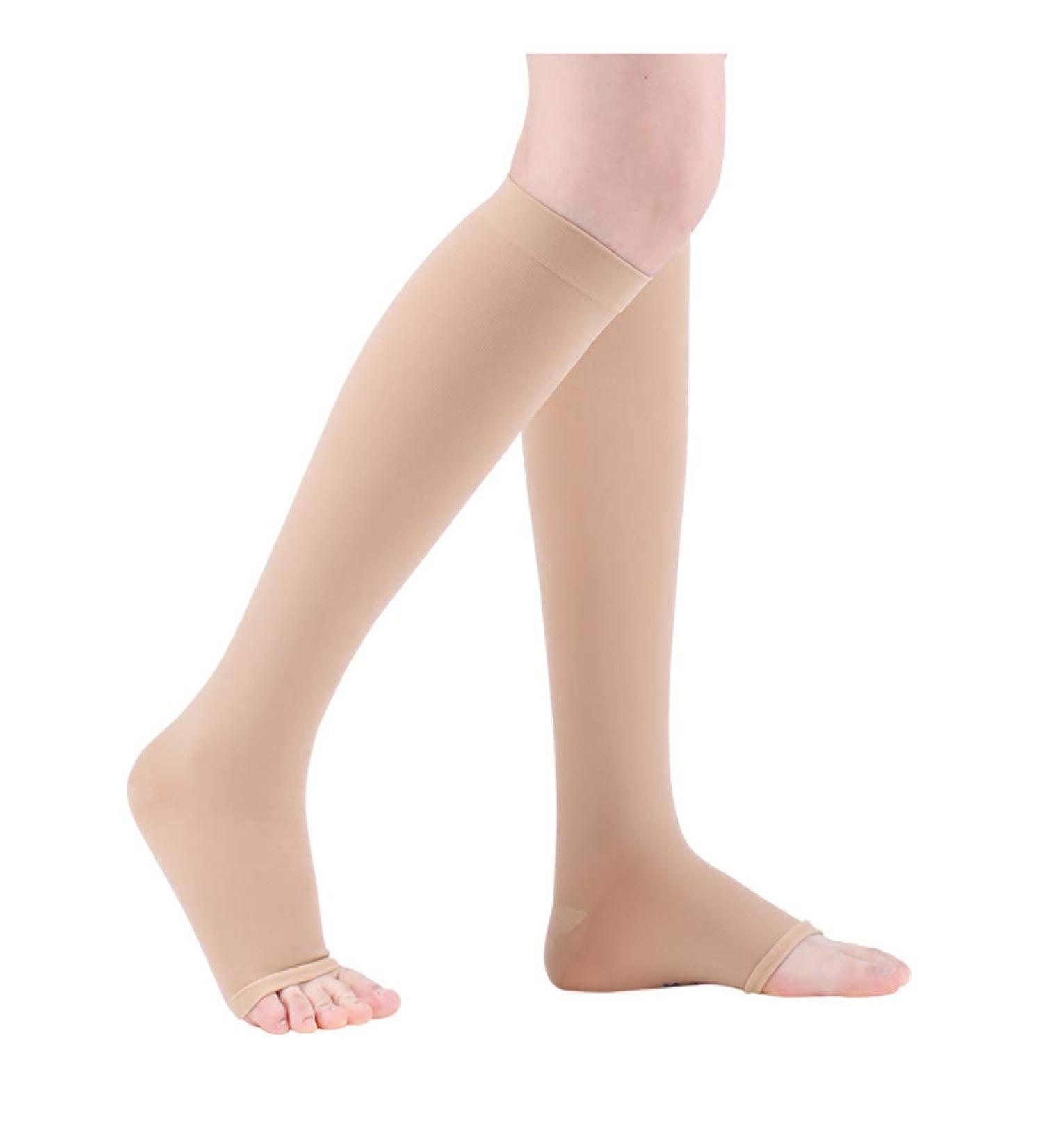 Breathable Varicose Vein Compression Stockings | Graded Athletic Fit Open Toe Socks for Edema Relief - Ideal for Nurses - Buy Online on GoSupps.com