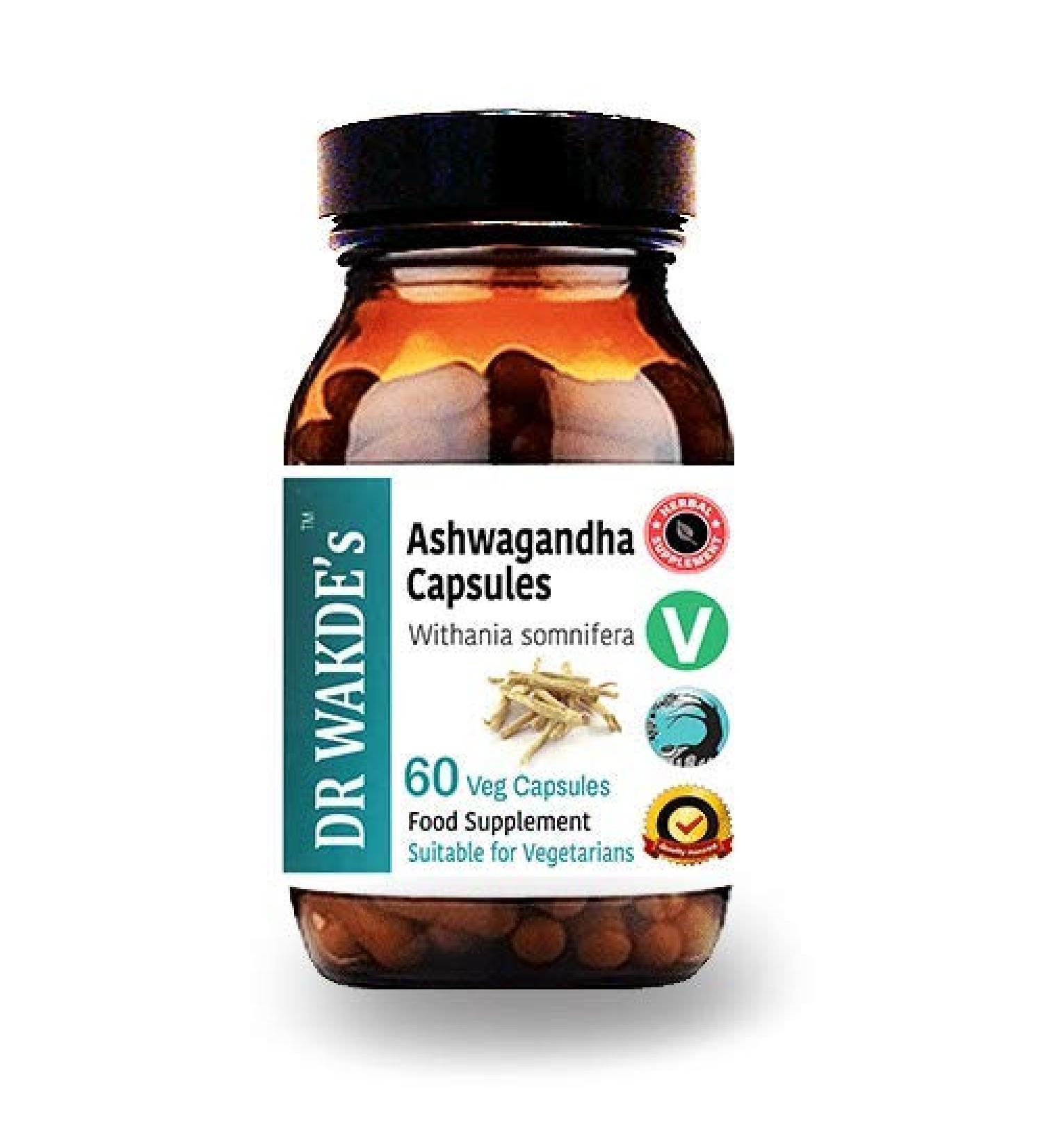DR WAKDE'S Ashwagandha Capsules (Indian Ginseng Withania somnifera 60 Veg Caps Plant-Based Supplement Ayurvedic Herb All Natural Vegan) - Buy Online on GoSupps.com