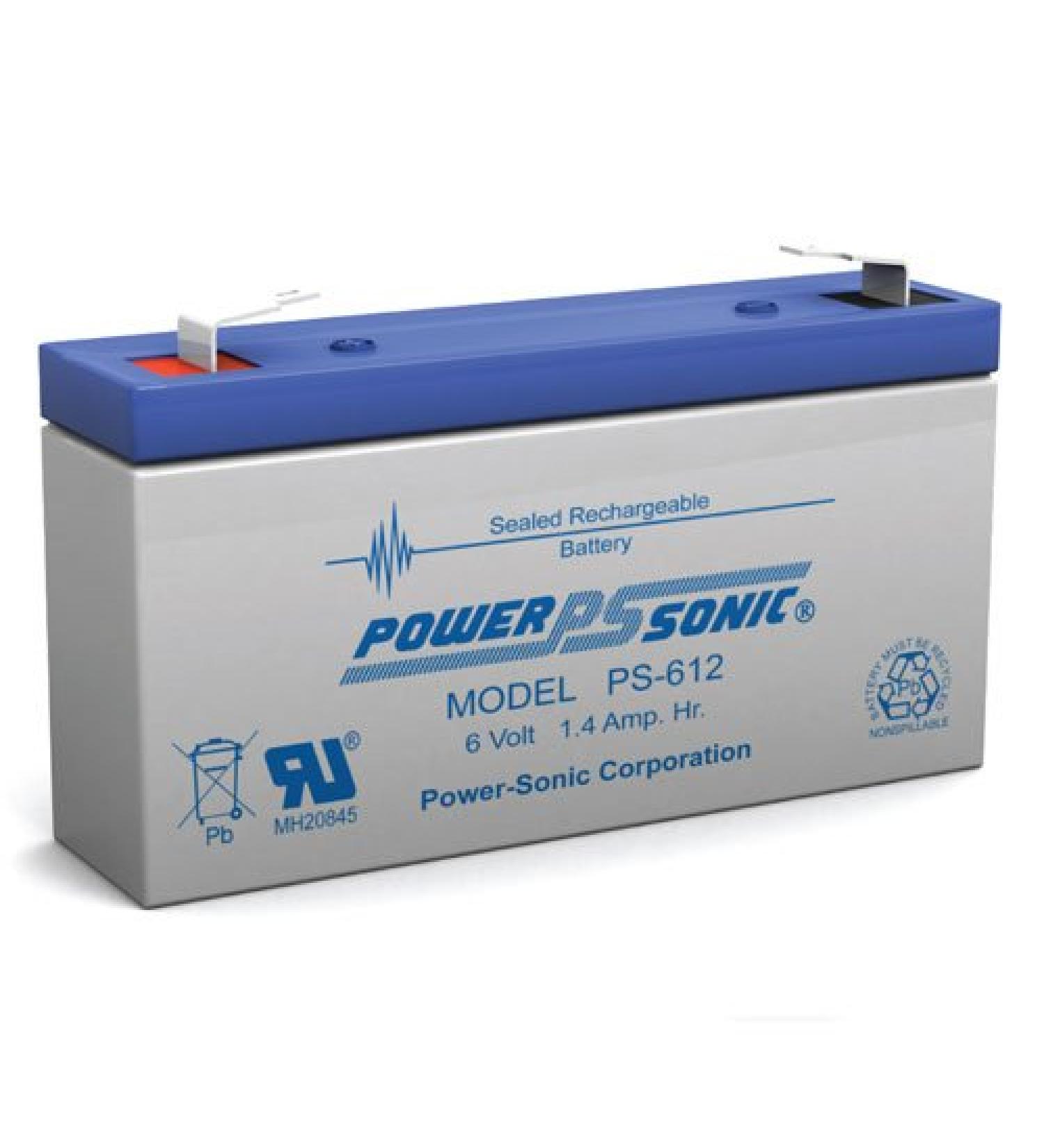 Power-Sonic 6V/1.4AH Sealed Lead Acid Battery w/ F1 Terminal