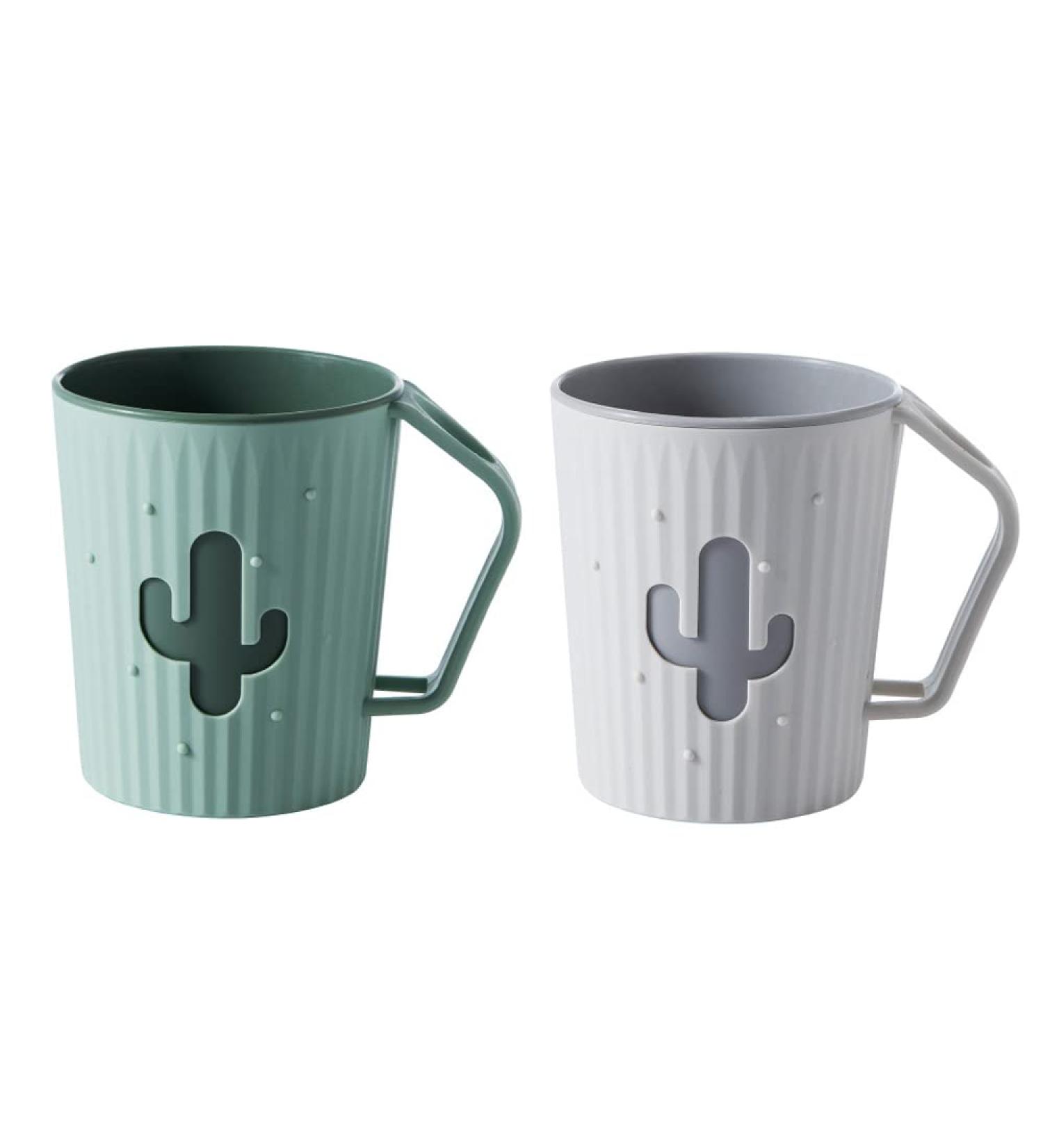 Awhale 2pcs Large Capacity 360ML Bathroom Mouthwash Cup Set in Green & Grey - Buy Online on GoSupps.com