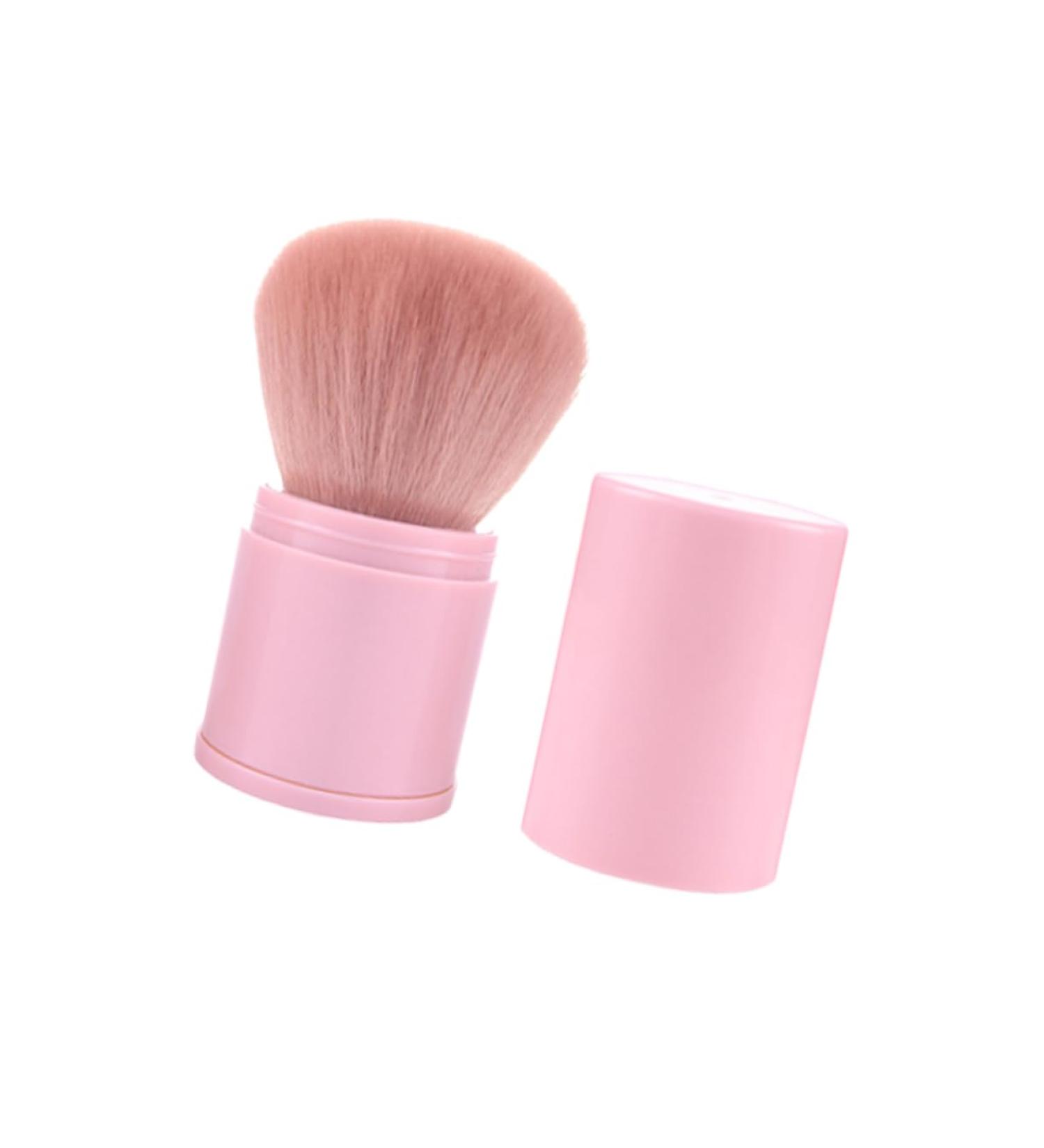 Powder Puff Makeup Foundation & Highlighters Brush - Retractable Loose Powder Blush & Liquid Highlighter - Travel Size Pink Makeup Accessories 8.3x3.3cm - Buy Online on GoSupps.com