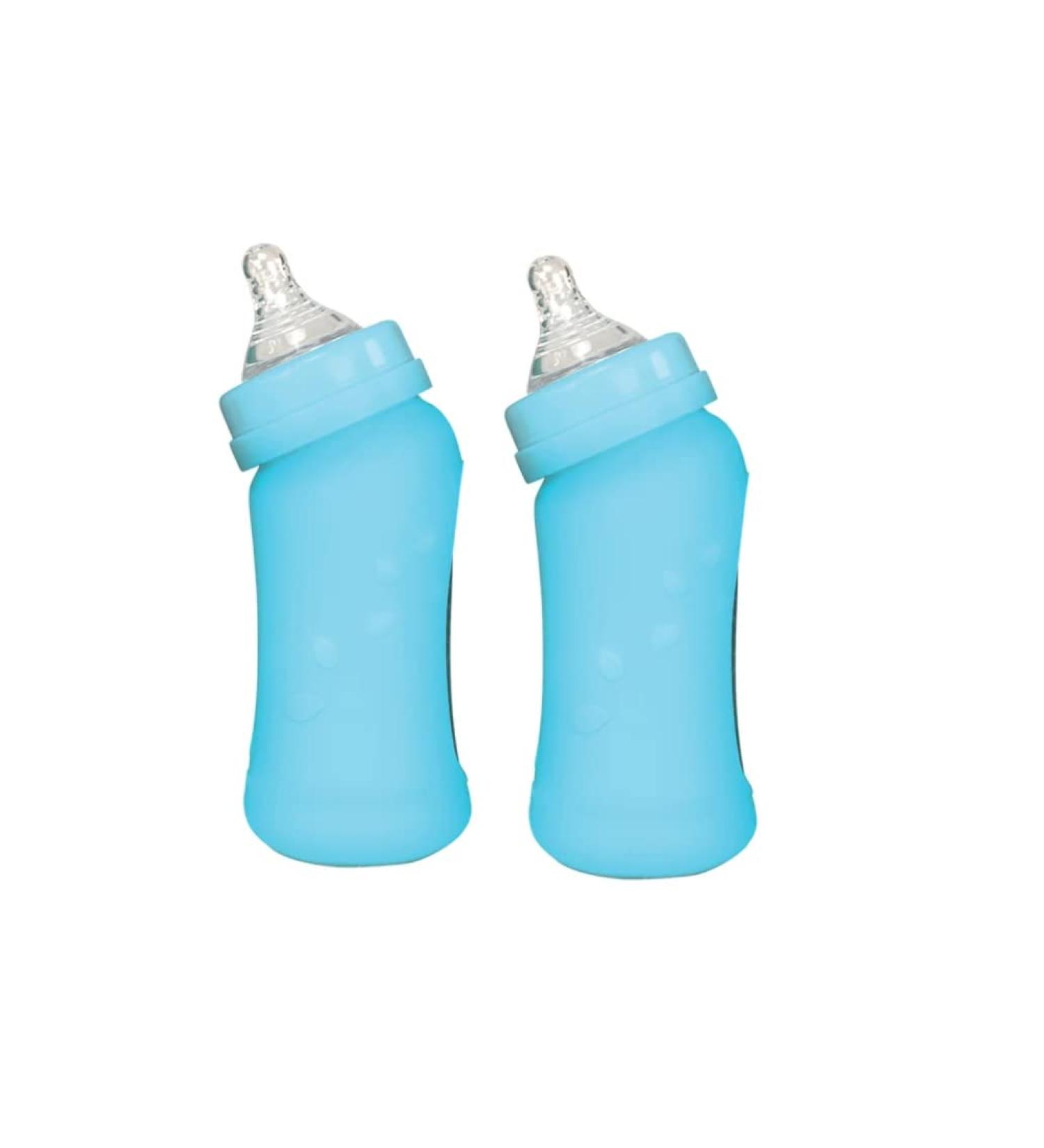 Green Sprouts - Sprout Ware  Baby Bottle Made from Plants and Glass 8 Oz. (Aqua Blue)