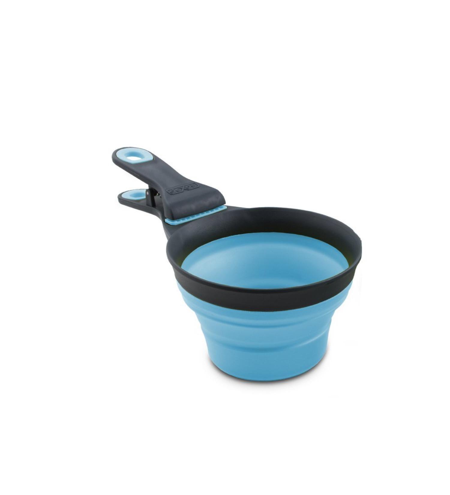 Dexas Popware for Pets Collapsible KlipScoop 1 Cup Capacity in Gray/Blue - Buy Online on GoSupps.com