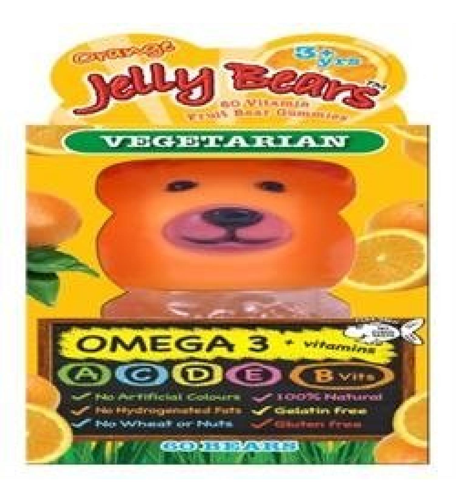 Jelly Bears Jelly Bears Orange Omega 3 60 Gummies x 2 (Pack of 2)