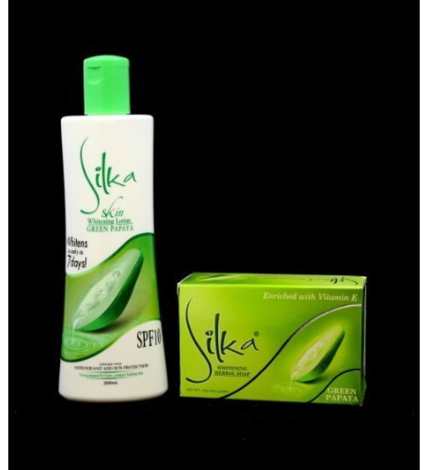Silka Green Papaya Skin Whitening set (lotion & soap) by Silka