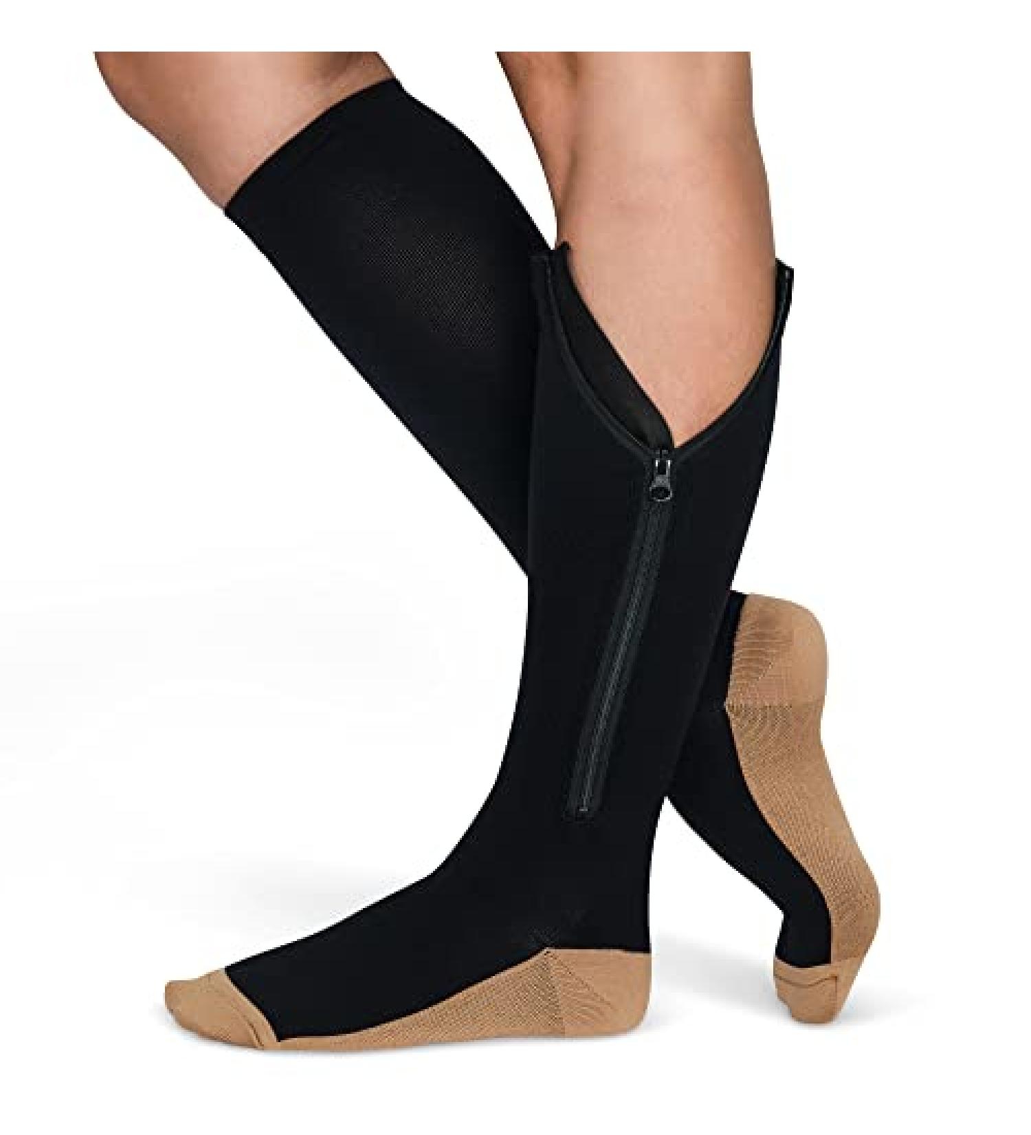 TheraMagic Zipper Compression Socks 20-30mmHg Closed Toe Graduated Copper, 2XL Black - Buy Online on GoSupps.com
