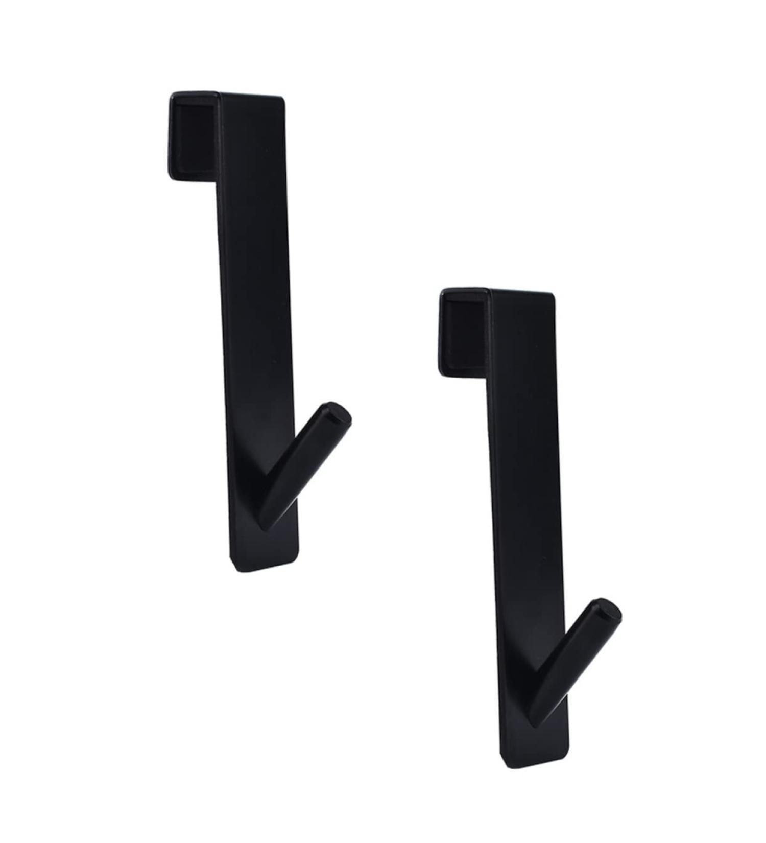 Mikikit 2pcs Bathroom Door Hook Black Wallet Keychain Over The Door Towel Hook Glass Door Hanger Clothing 17.8X4CM Black - Buy Online on GoSupps.com