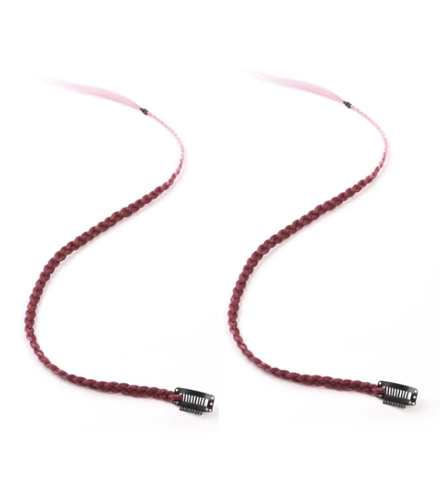 Clip-In Hair Extension Braids Dreadlocks Hair Extensions Clip In Box Braids (Burgundy Pink - 1 Braid On A Clip) - Buy Online on GoSupps.com