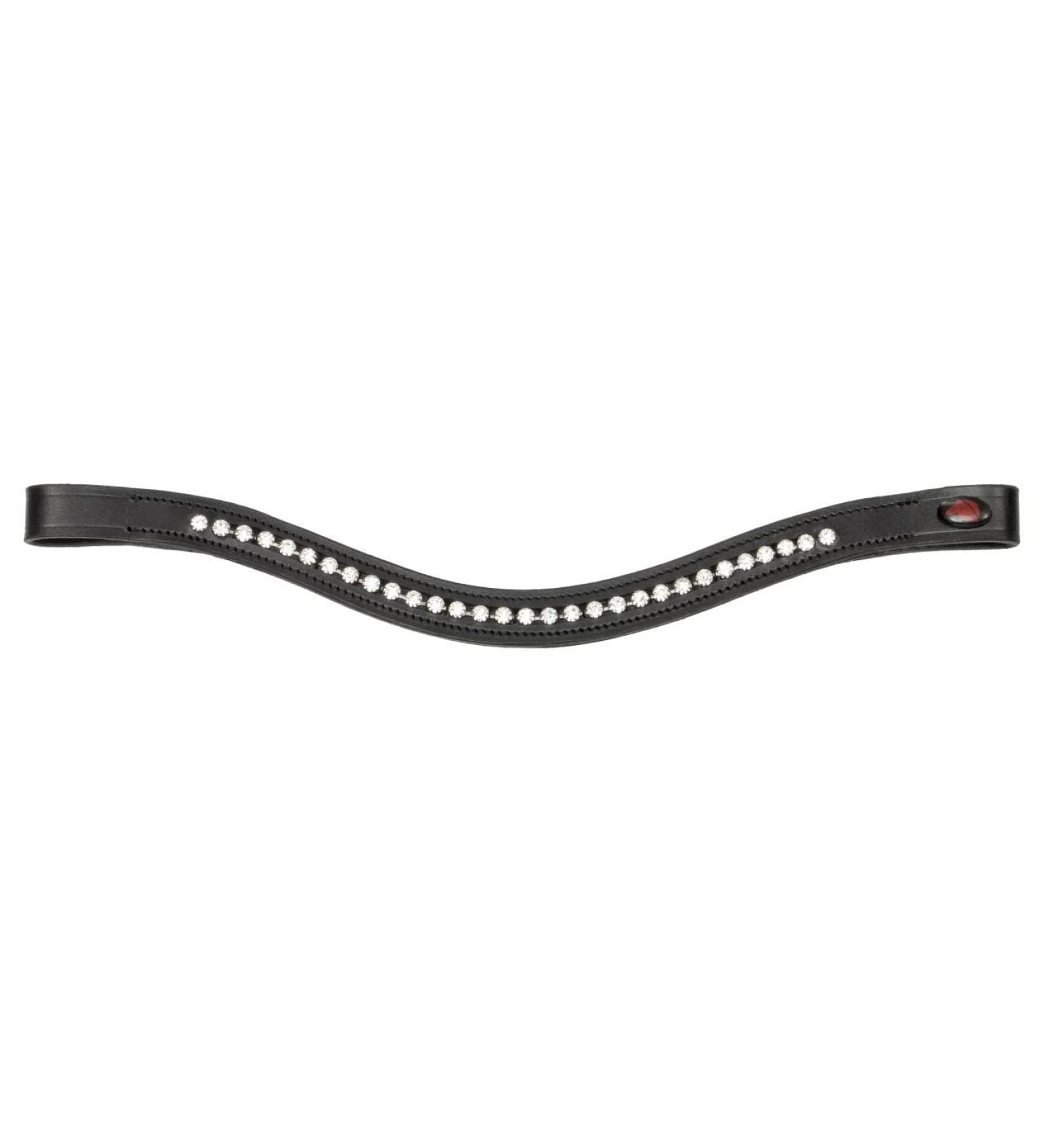 Headband for horse warmblood thoroughbred cold blood Start Cadmus paint leather glittering hinge with rhinestone strass in blue and black curved for brown brown and black leather (cob black/silver) full black/silver