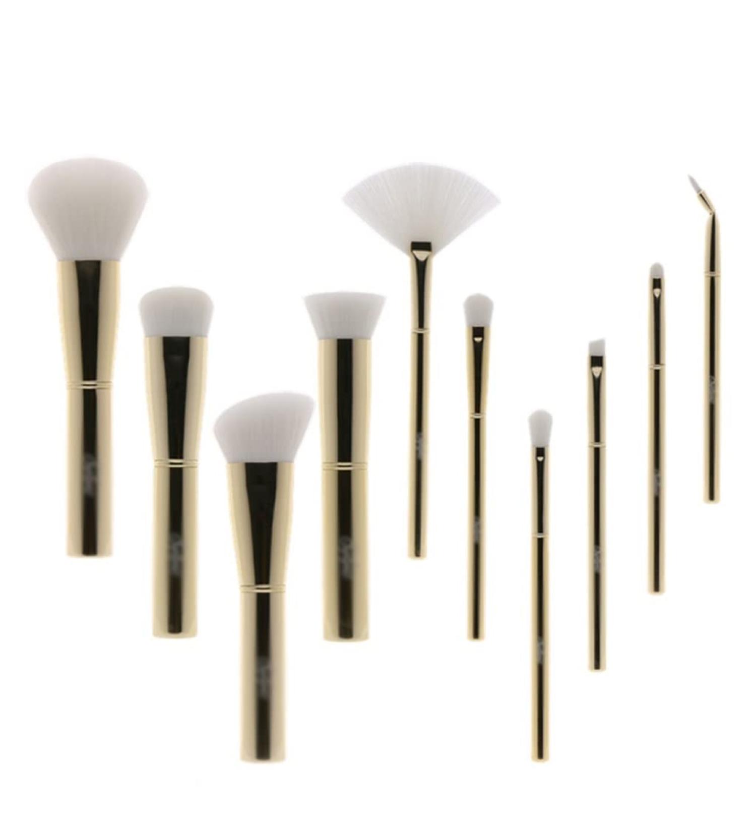 10-Piece Gold Makeup Brush Set | Foundation & Eyebrow Brushes for Flawless Application - International Shipping Available - Buy Online on GoSupps.com