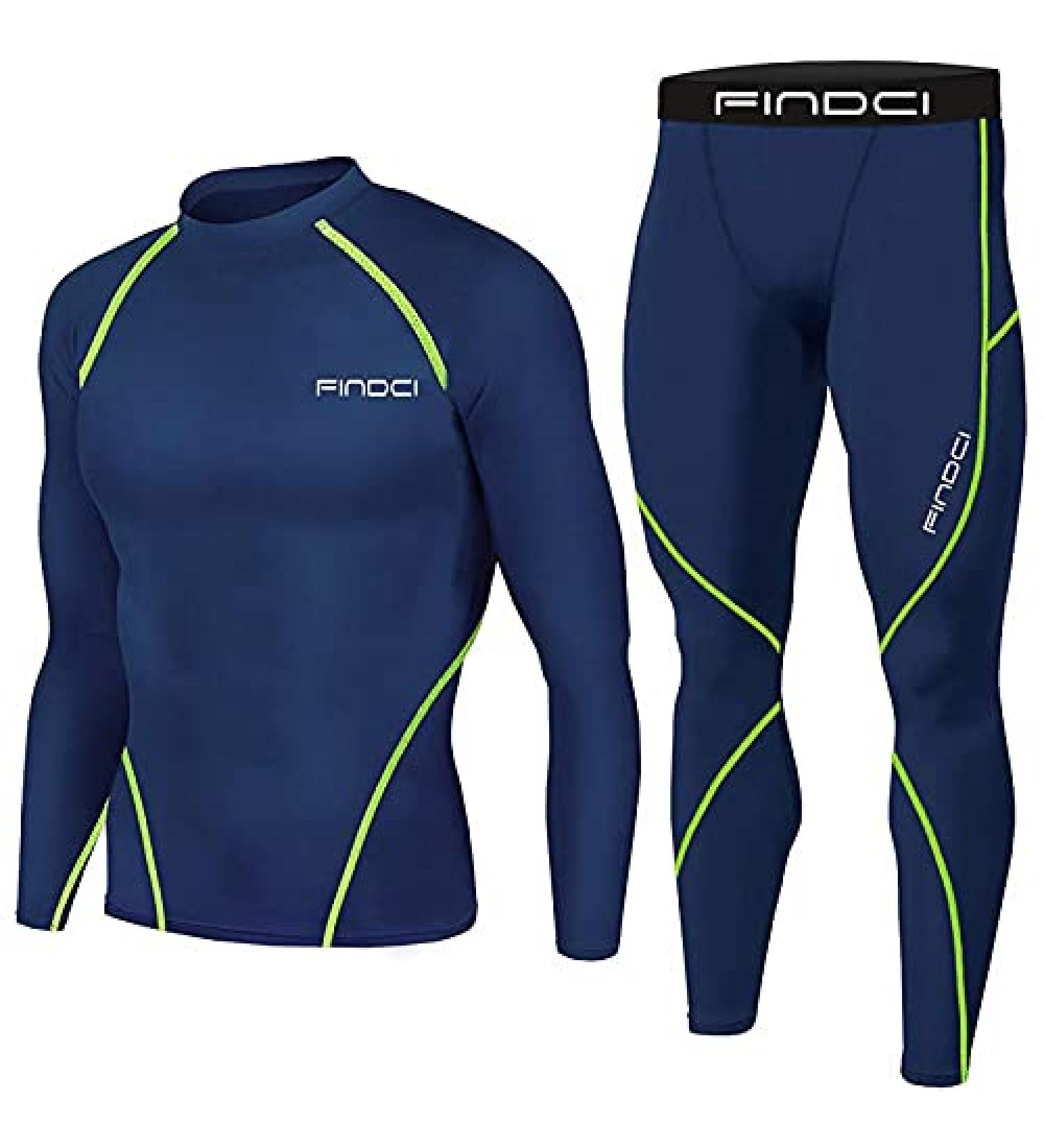 Sinzelimin Men's Compression Sports Suit | Quick-dry Training Gym Yoga Set | Blue Medium - Buy Online on GoSupps.com