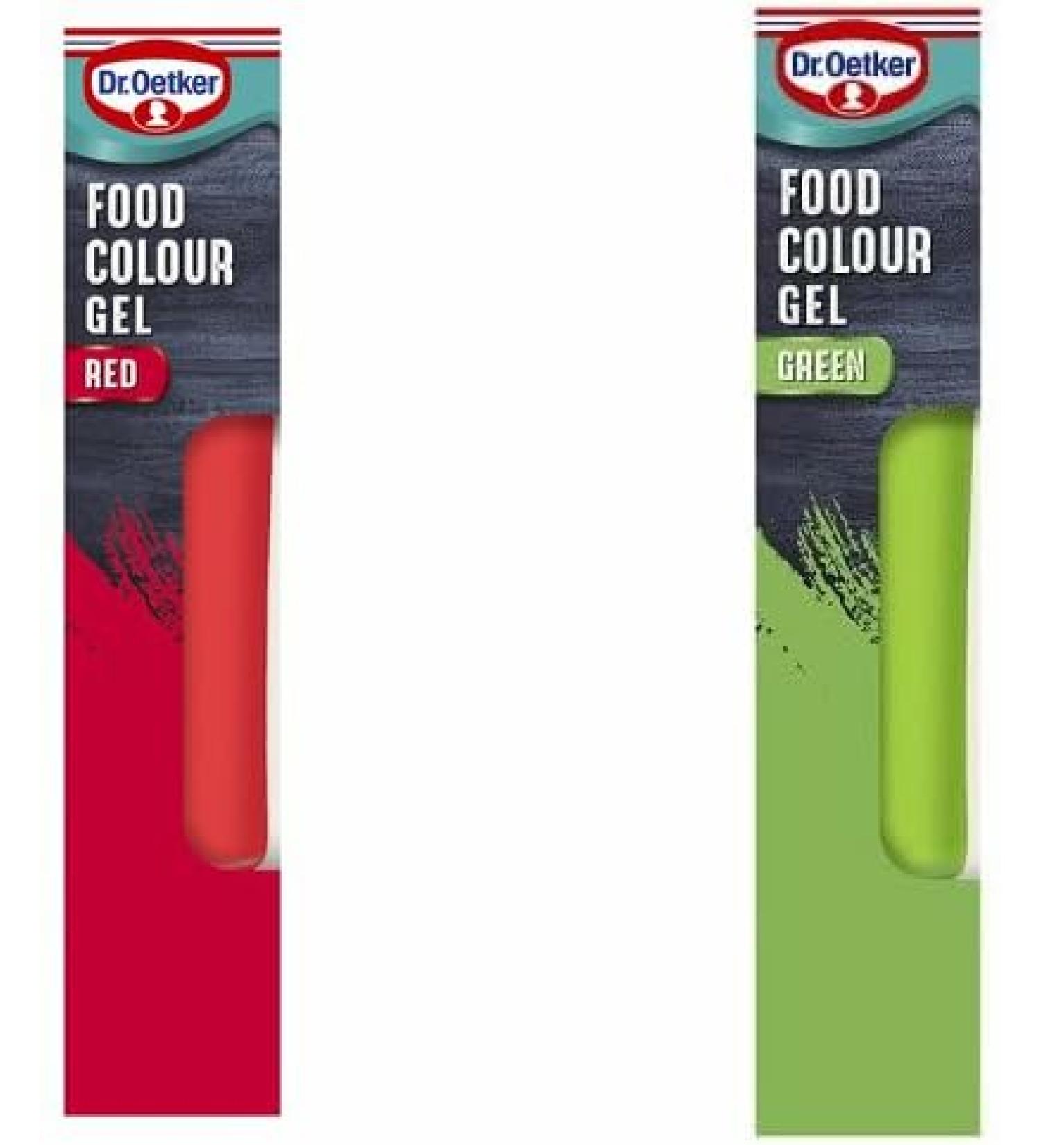 Dr. Oetker Extra Strong Red and Green Food Colour Gel 15G | 15g x 2 pack | You can decorate your christmas cake | - Buy Online on GoSupps.com