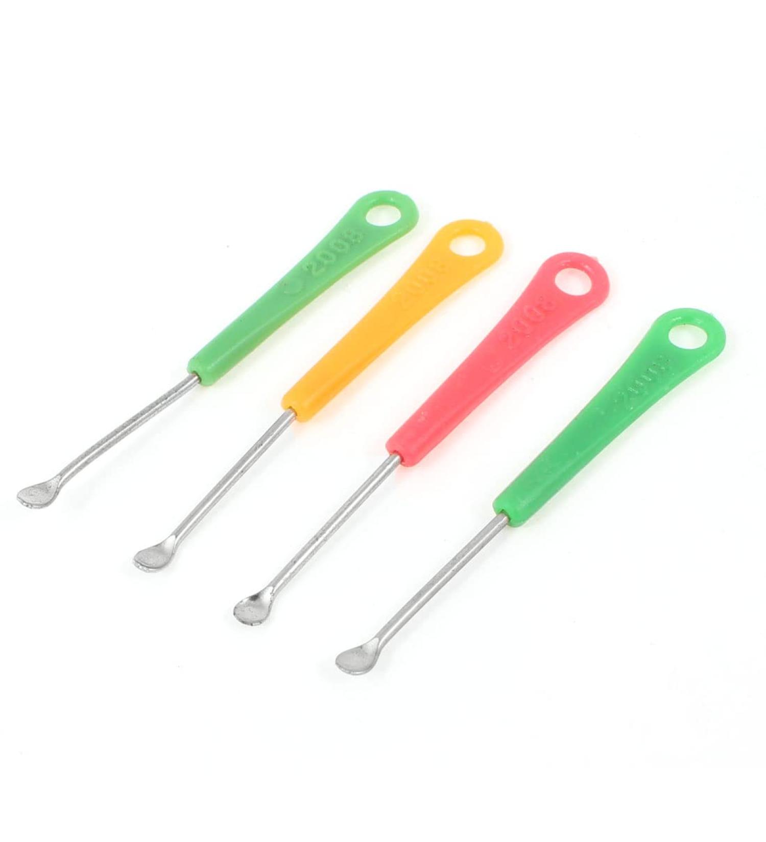Qtqgoitem 4 Pcs Plastic Handle Earpick Ear Wax Remover Care Tool Orange Green Fuchsia (Model: d81 EBA fc2 b3f 096)