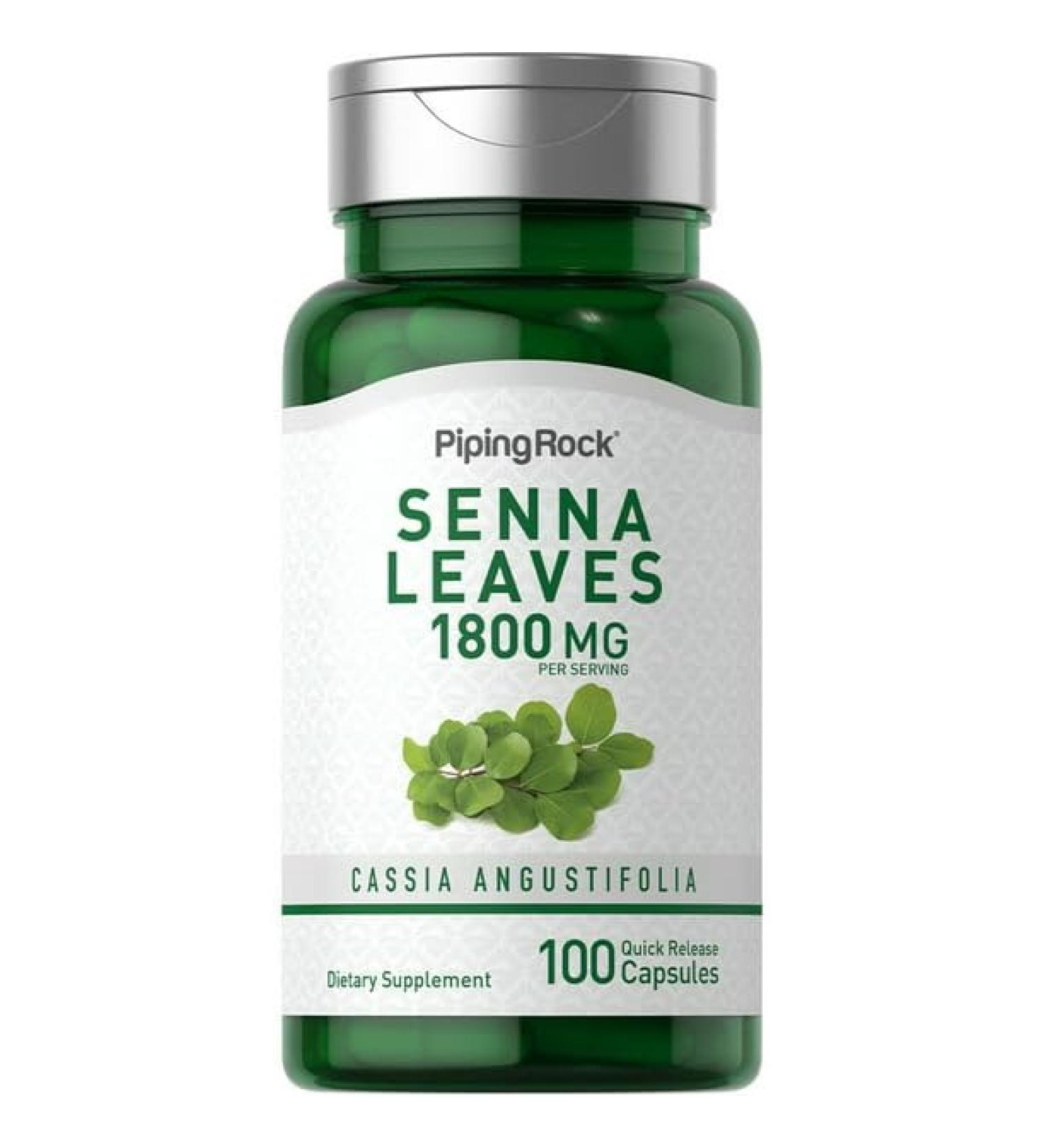 Senna Leaves 450mg 100 Capsules | Non-GMO & Gluten Free | Piping Rock - Buy Online on GoSupps.com