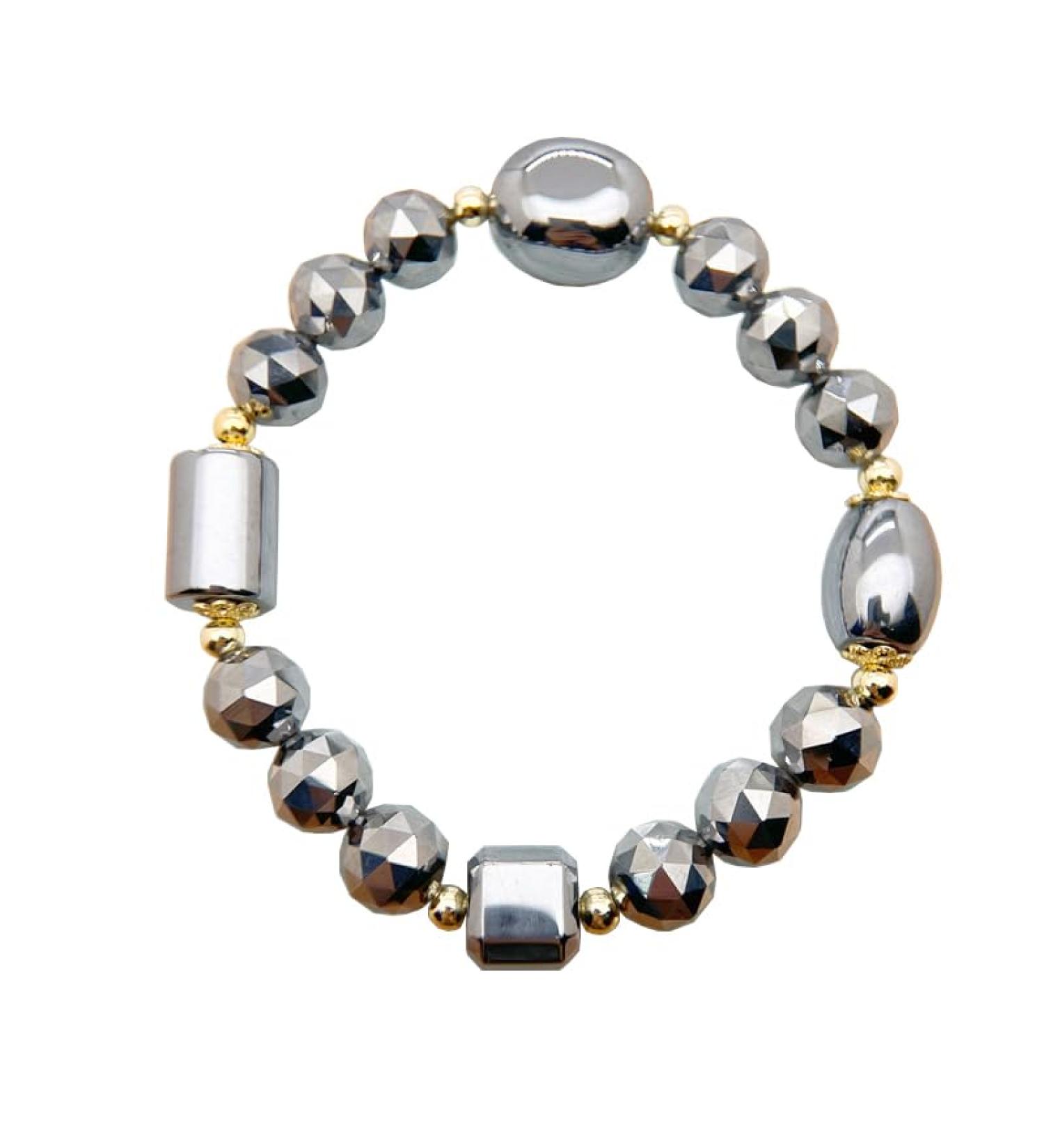 MuYu Art Faceted Bead Terahertz Bracelet Energy Healing Stone Magnetic Therapy Terahertz Bracelet 7 Inches for Women Men Adjustable Terahertz Bracelet - Buy Online on GoSupps.com