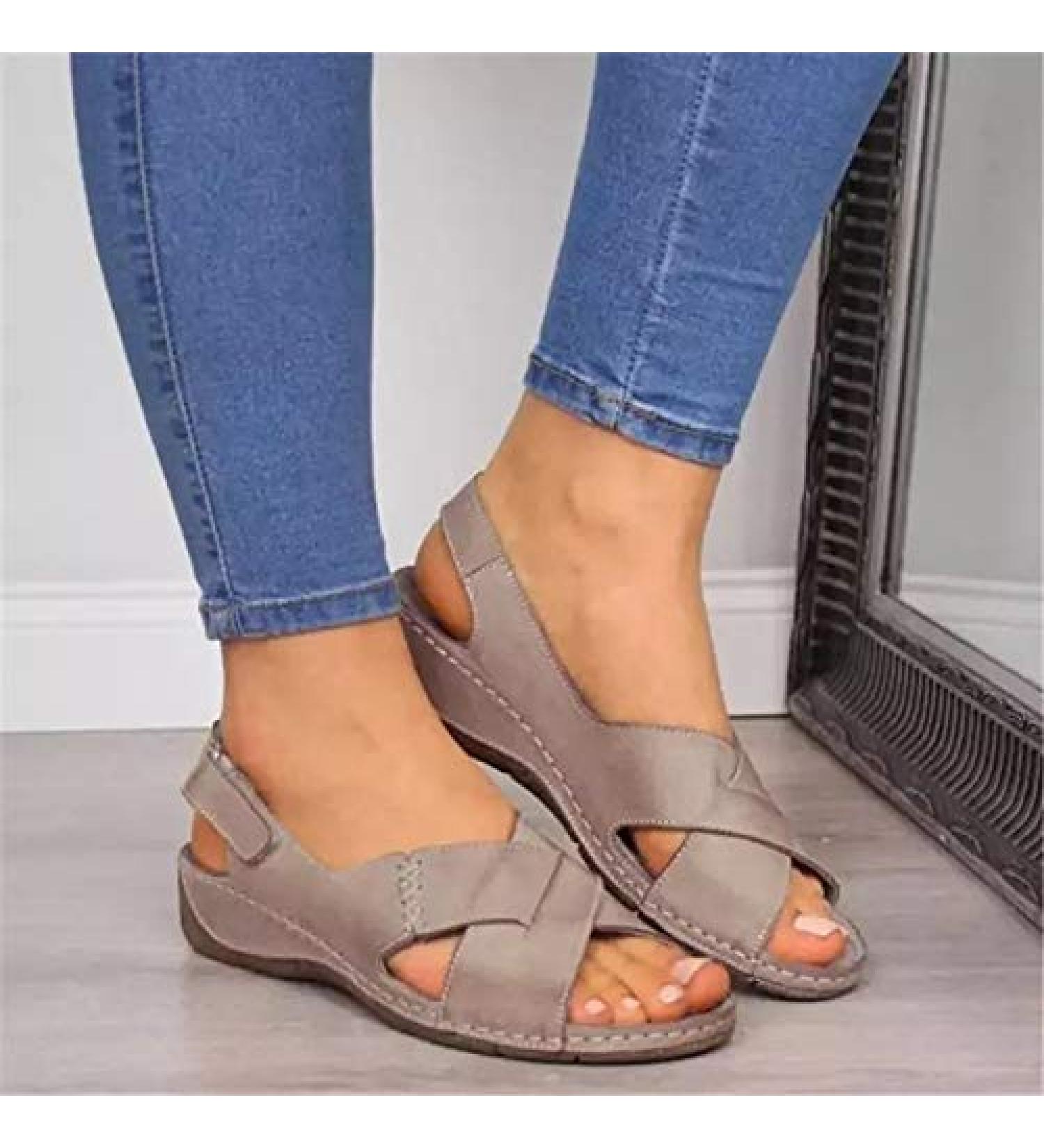 Premium Women's Fashion Flat Sandals - Comfortable Orthopedic Foot Vault Support for Summer Hiking & Beach - Roman Style Brown Size 40 (EU 41) - Buy Online on GoSupps.com