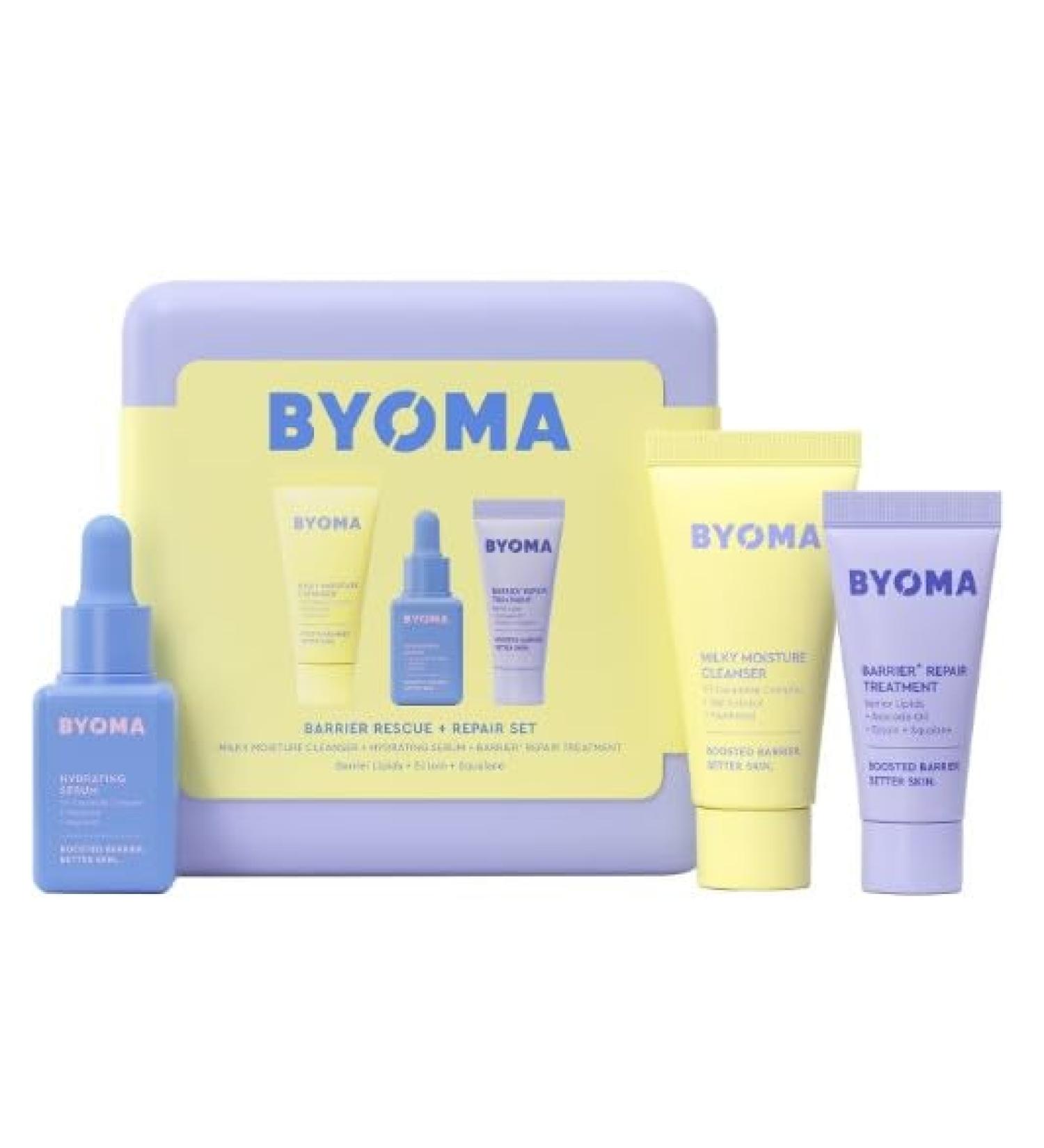 BYOMA BELLA Original | BARRIER RESCUE + REPAIR SET | Moisturizing treatment box | Milky Moisture Cleanser 30 ml + Hydrating Serum 15 ml + Barrier Repair Treatment 15 ml | Vegan | by BELLA