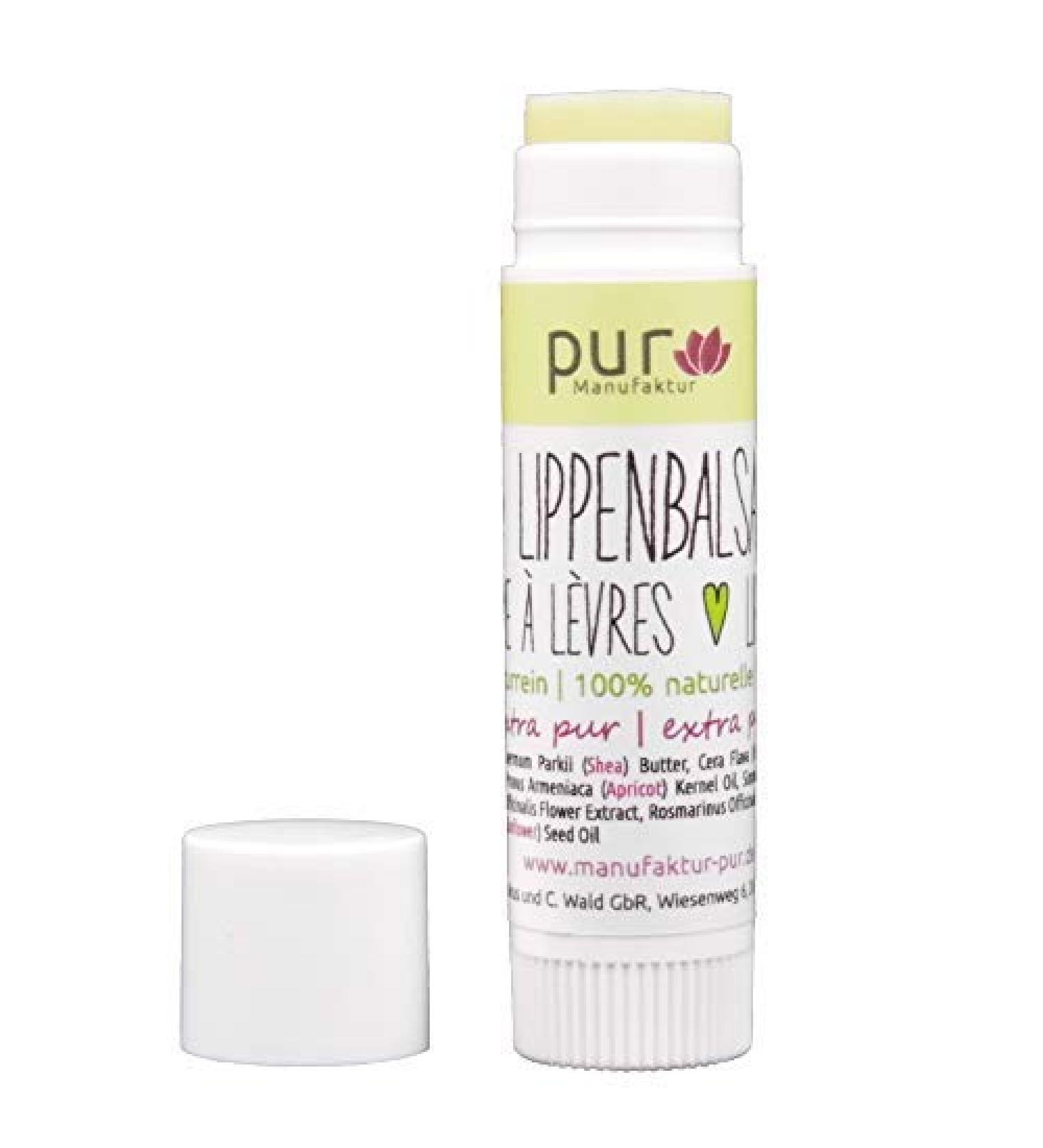 Organic lip balm lip care without fragrance 6.5g pure manufactory