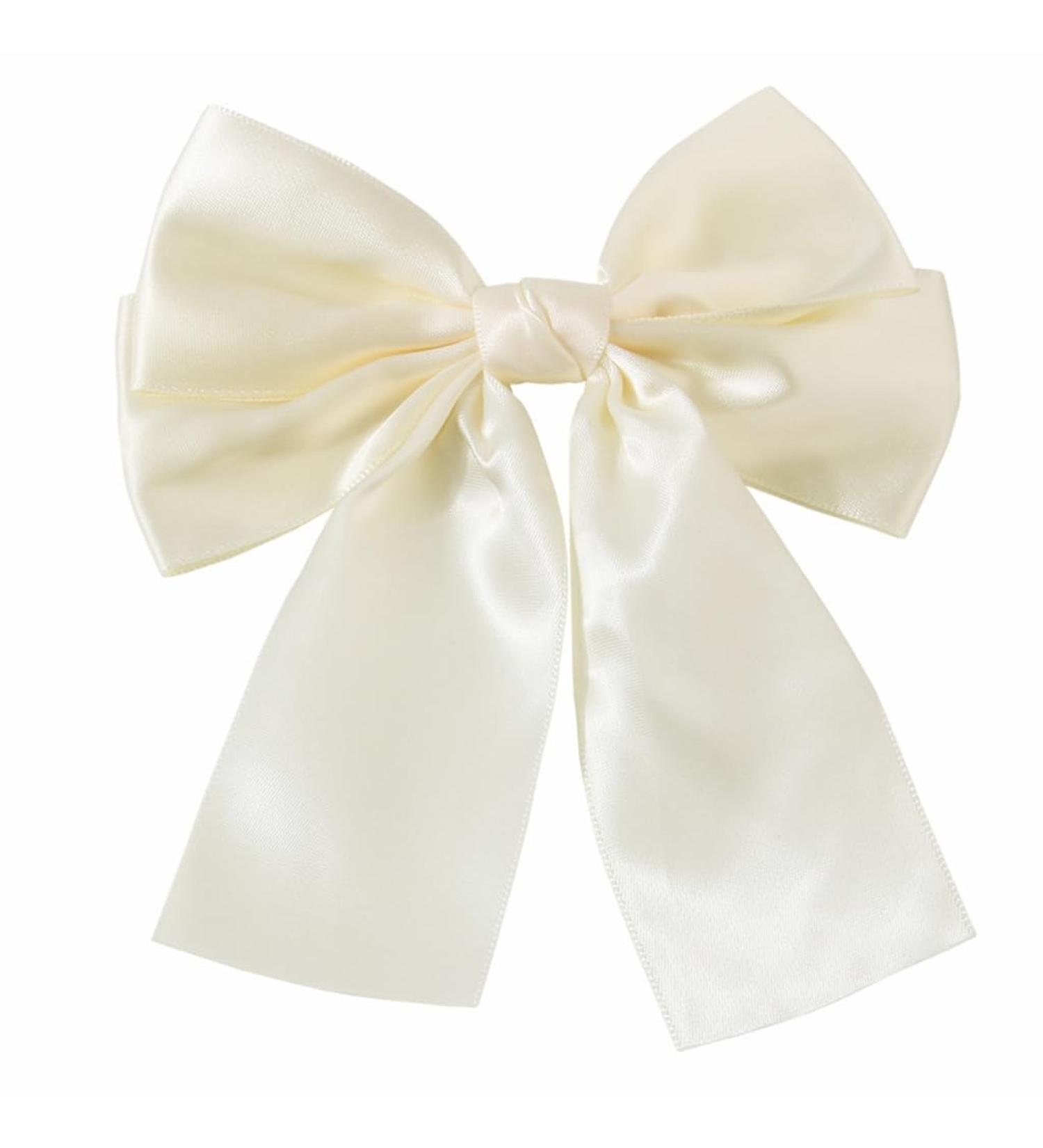 XIAHIOPT Satins Ribbon Bowknot Hair Clip Ballet Spring Clip Women Hair Accessories for Thin Hair French Barrette White - Buy Online on GoSupps.com