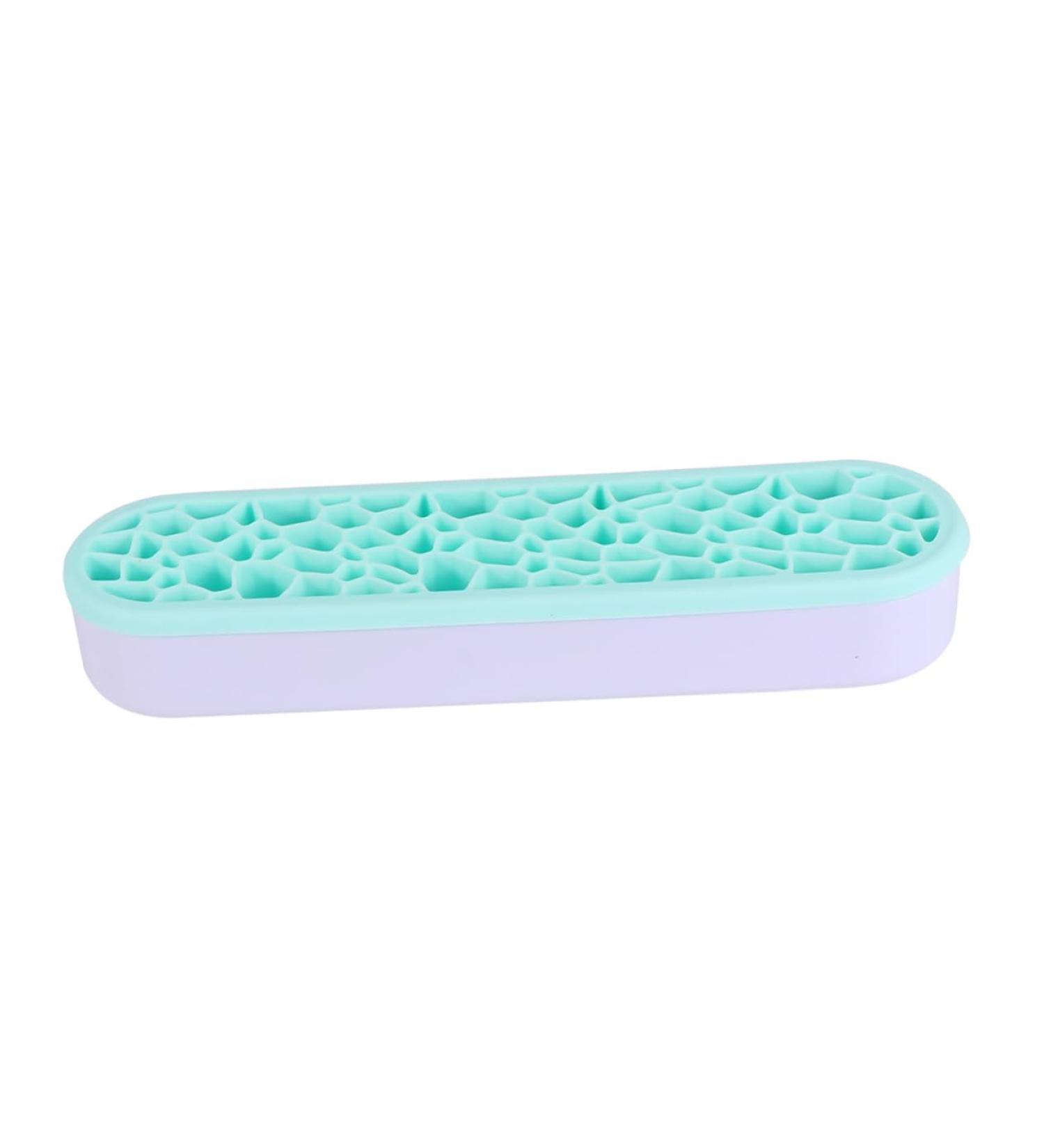 Buy Housoutil Silicone Makeup Brush Storage Box | Brush Drying Rack & Organizer | Green 28X5CM - Ideal for Air Drying & Desktop Organization - Buy Online on GoSupps.com