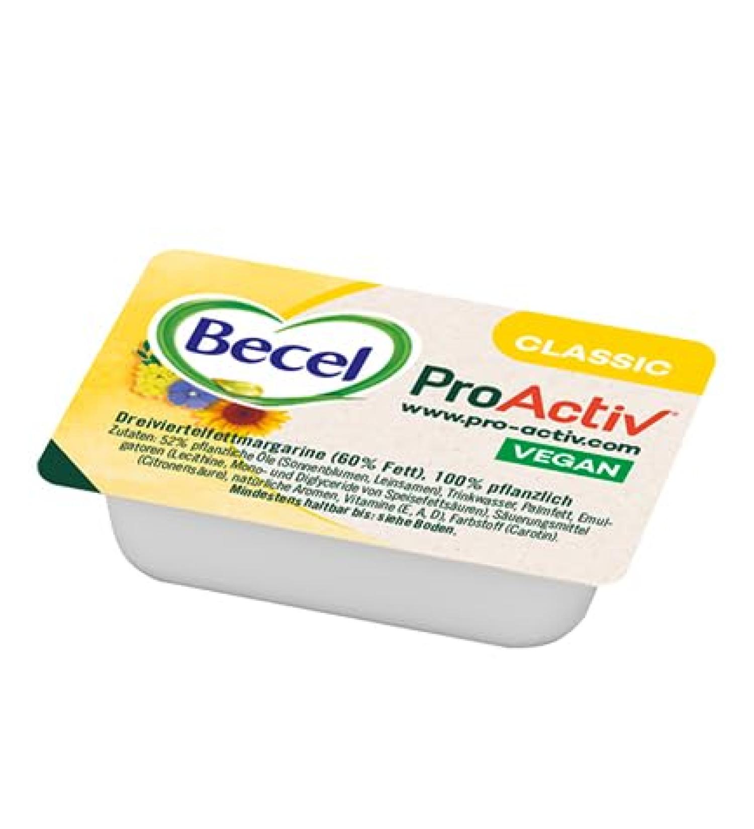 Becel Margarine Small portions Proactiv 200 x 10G in the cardboard ecel Original Classic with omega-3 and Omega-6 fatty acids Individual portions for buffets catering & large consumers