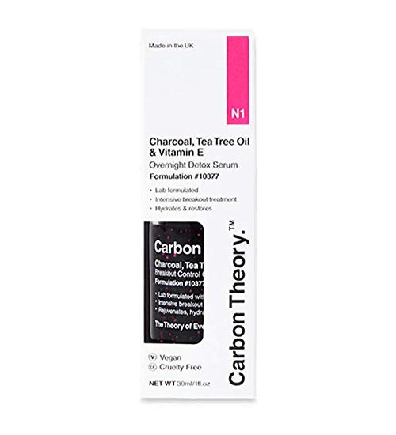 Buy Carbon Theory Overnight Detox Facial Serum | Charcoal Tea Tree Oil & Vitamin E | 30ml - International Shipping Available - Buy Online on GoSupps.com