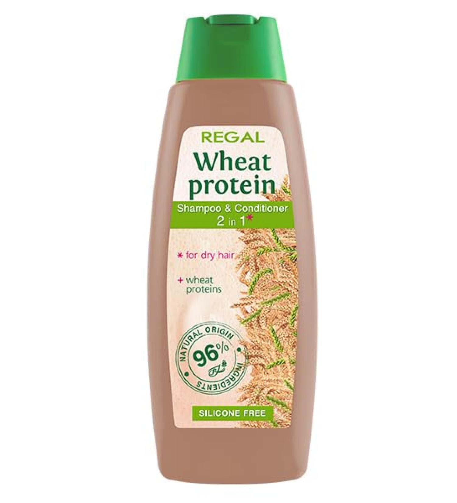 Rosa Impex 2-in-1 Shampoo and Conditioner with 95% Natural Extracts "Regal - Wheat Proteins" 400ml For dry hair