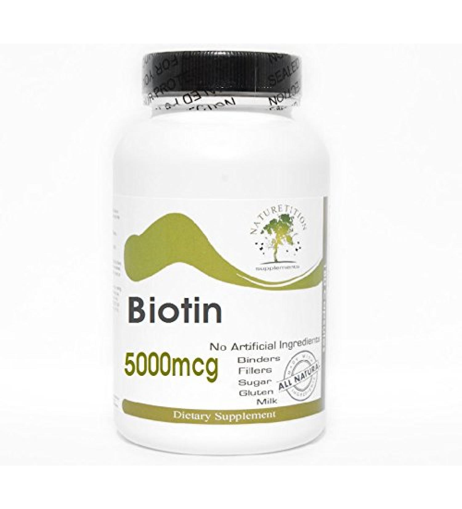 Biotin 5000mcg 100 Capsules - No Additives Naturetition Supplements