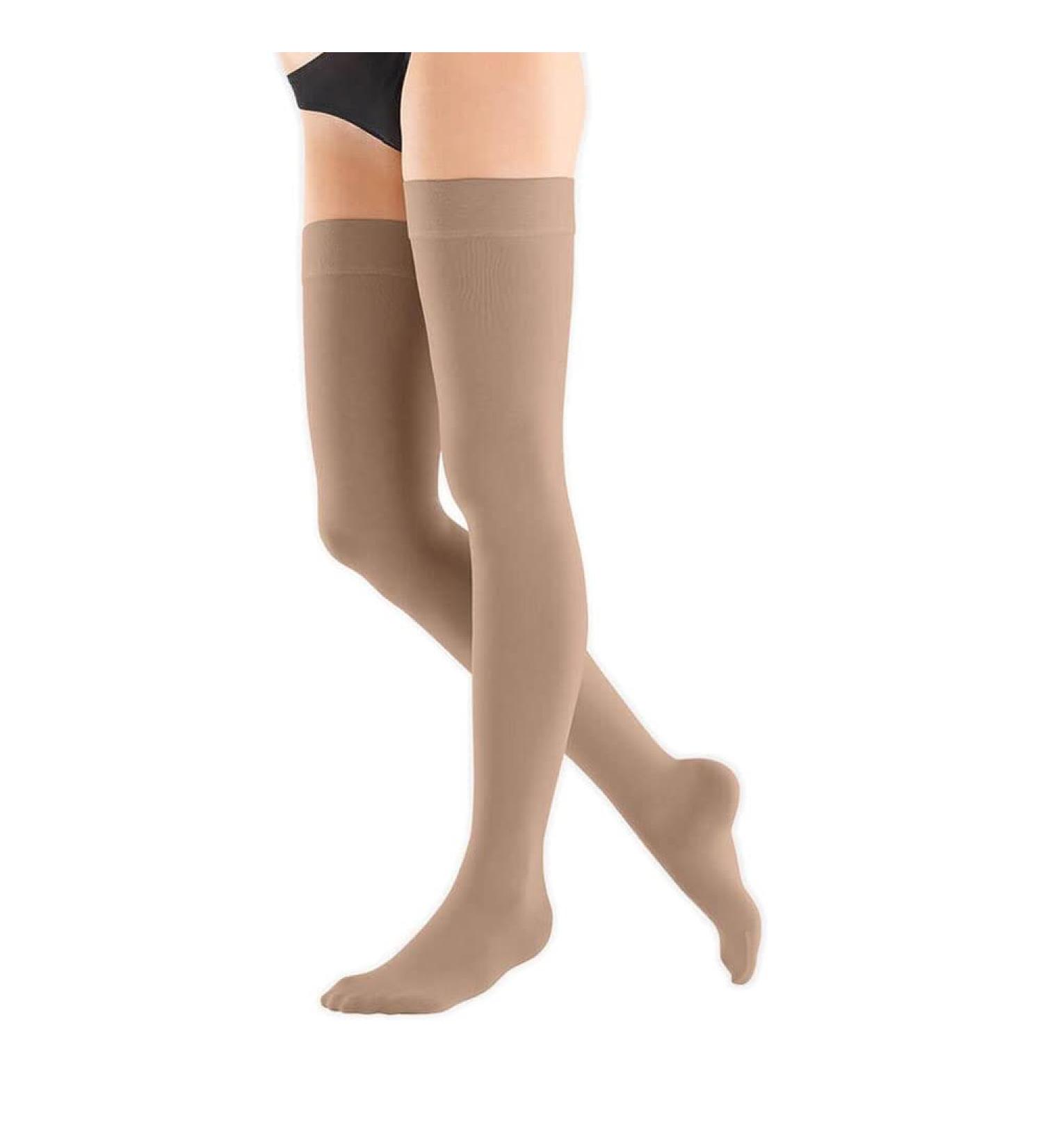 Bauerfeind VenoTrain soft AG CCL2 compression thigh stockings L plus amaretto long