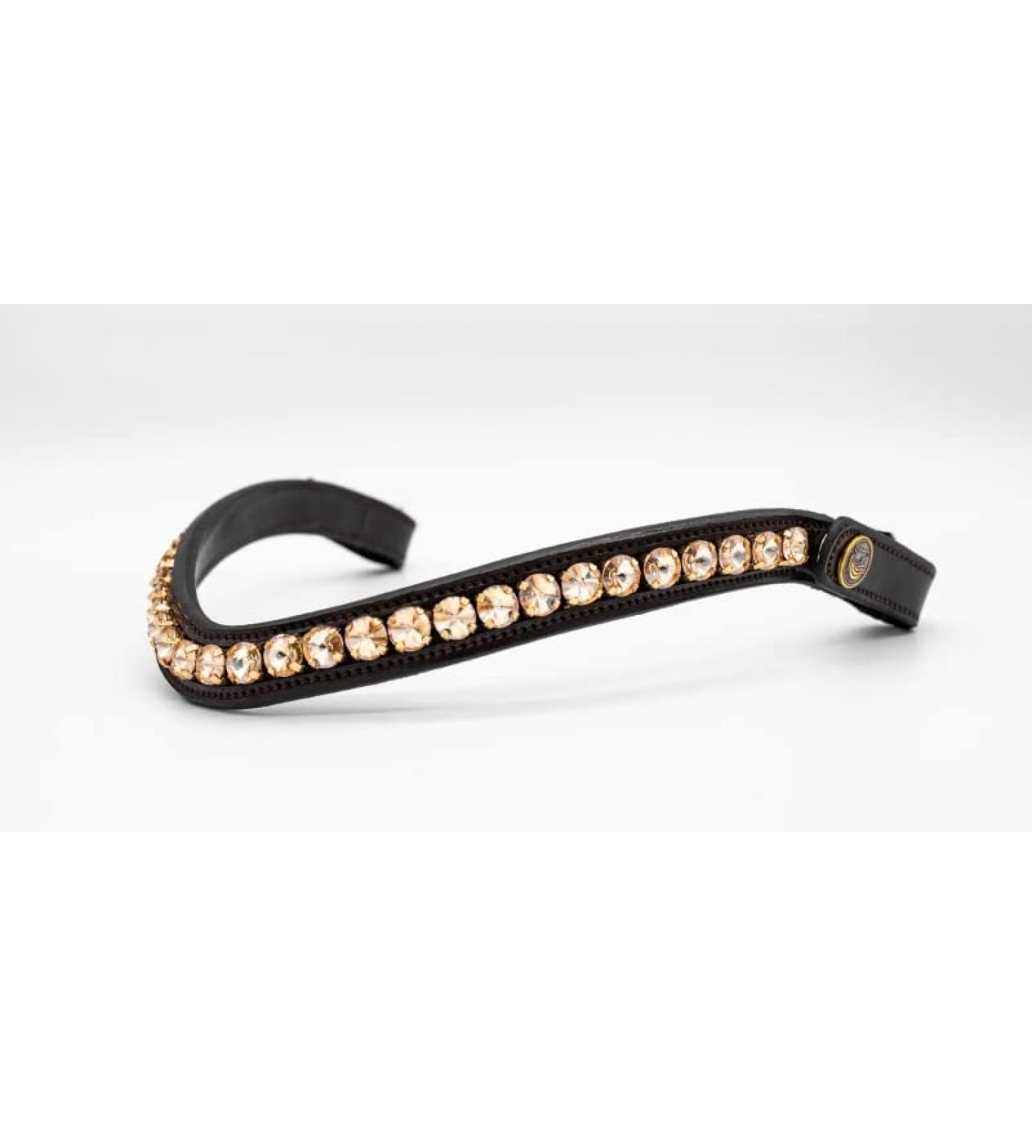 BRIDLERY browband Golden Glamour curved golden large stones glitter easily changeable Black Thoroughbred