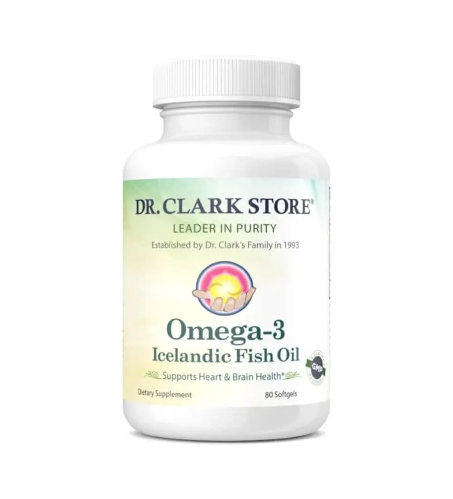 Dr Clark Store Omega-3 Icelandic Fish Oil Supplement 1000mg 80 Softgels Supports Heart Brain & Joint Health - Buy Online on GoSupps.com