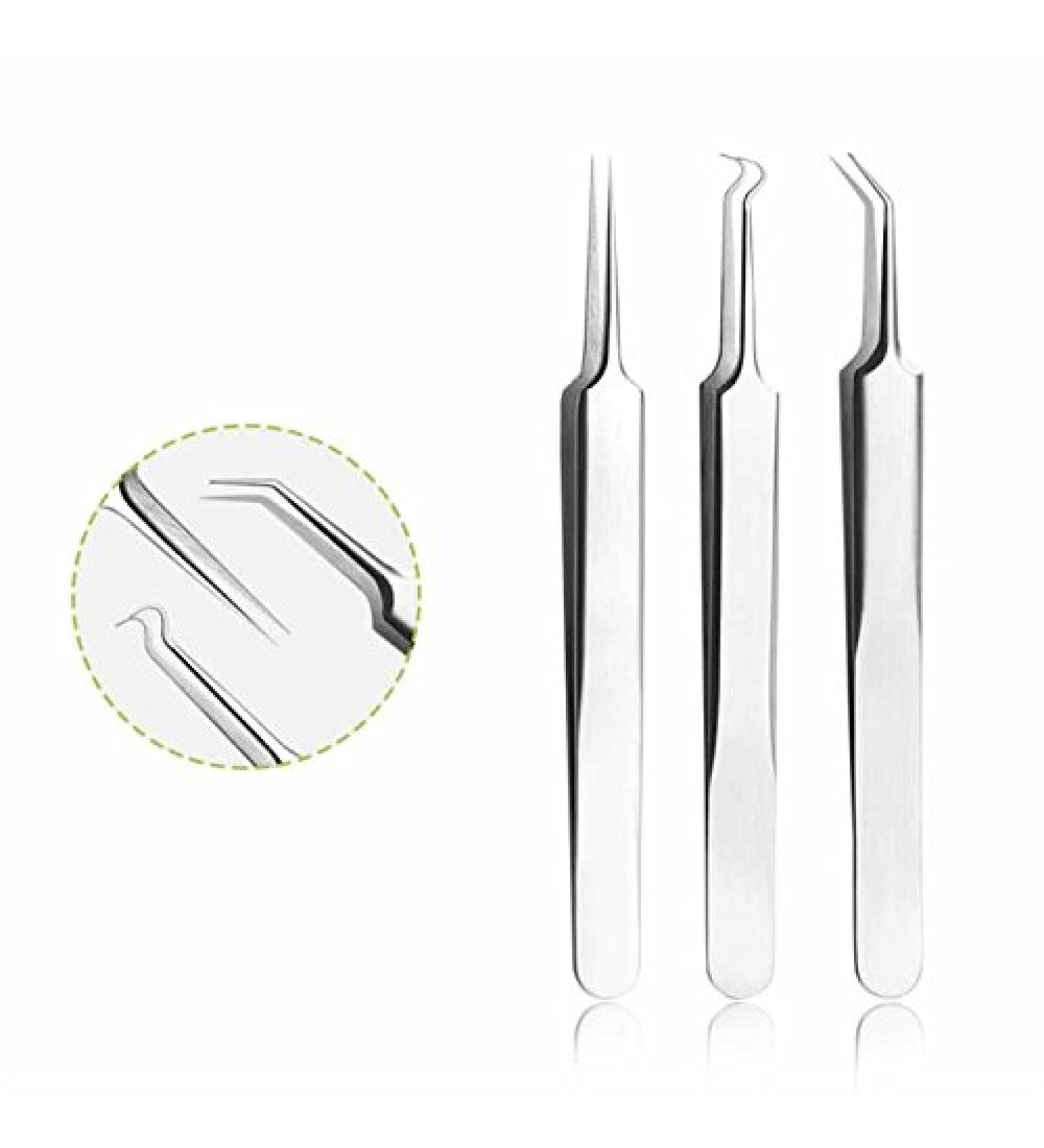 YSJJZRL Superior ZRL Stainless Steel Blackhead & Acne Extractor Tool - Curved Tweezers for Blemish & Pimple Removal - Premium Facial Care - Buy Online on GoSupps.com