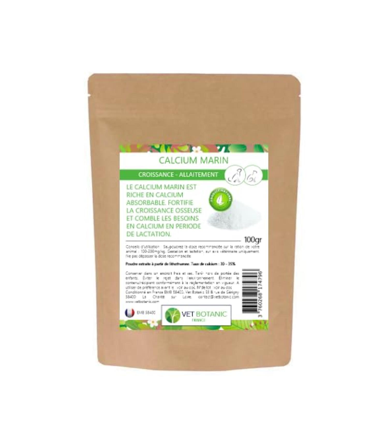 VET BOTANIC - Marine Calcium - Remineralization and deficiencies Dog and Cat (Powder) - 100g - Buy Online on GoSupps.com