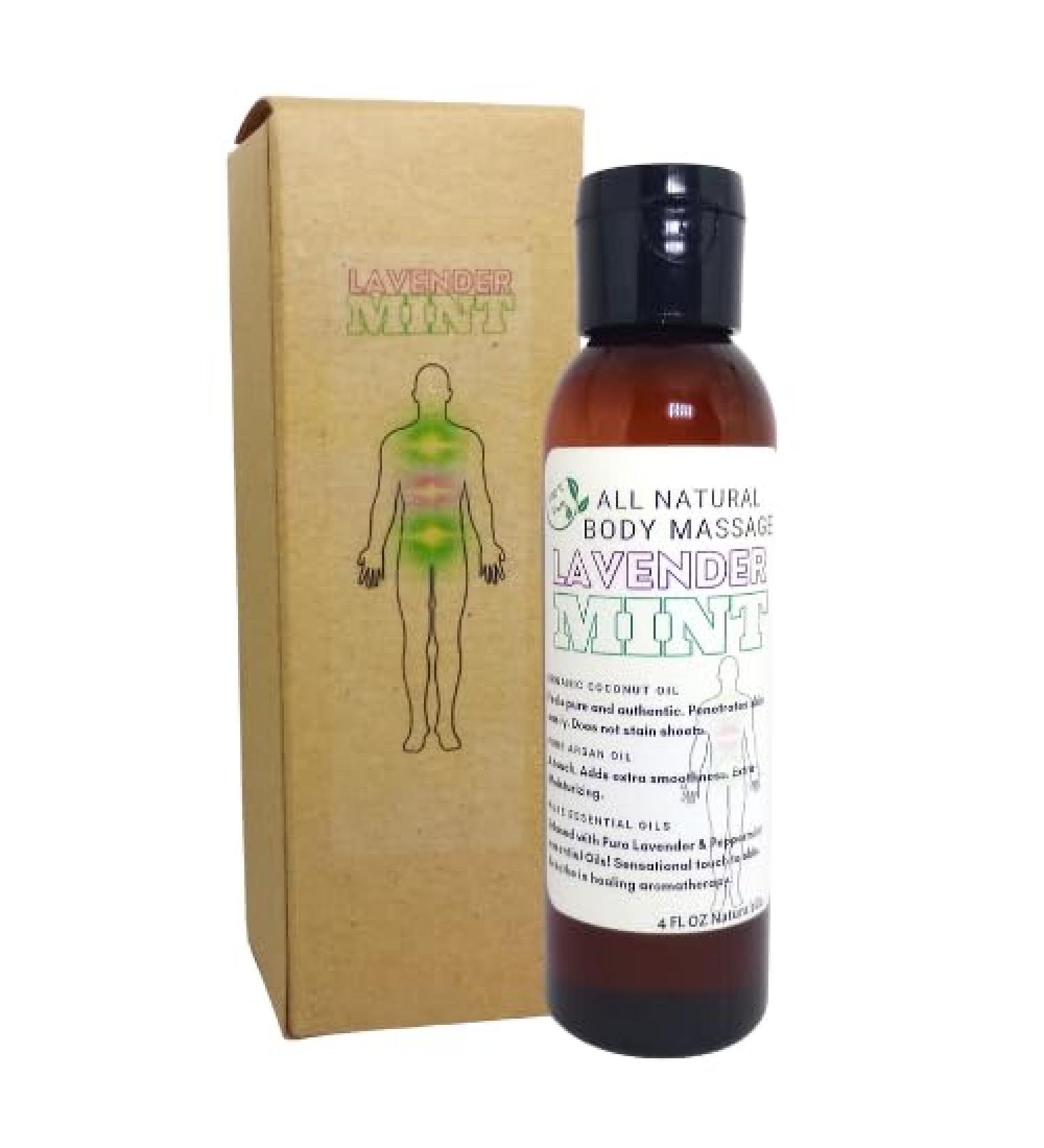 All Natural Lavender Mint Relax Massage Oil - Essential Oil Blend with Pure Coconut Oil - Soothing Aromatherapy Therapy - NaturalzCo 4 FL OZ - Buy Online on GoSupps.com