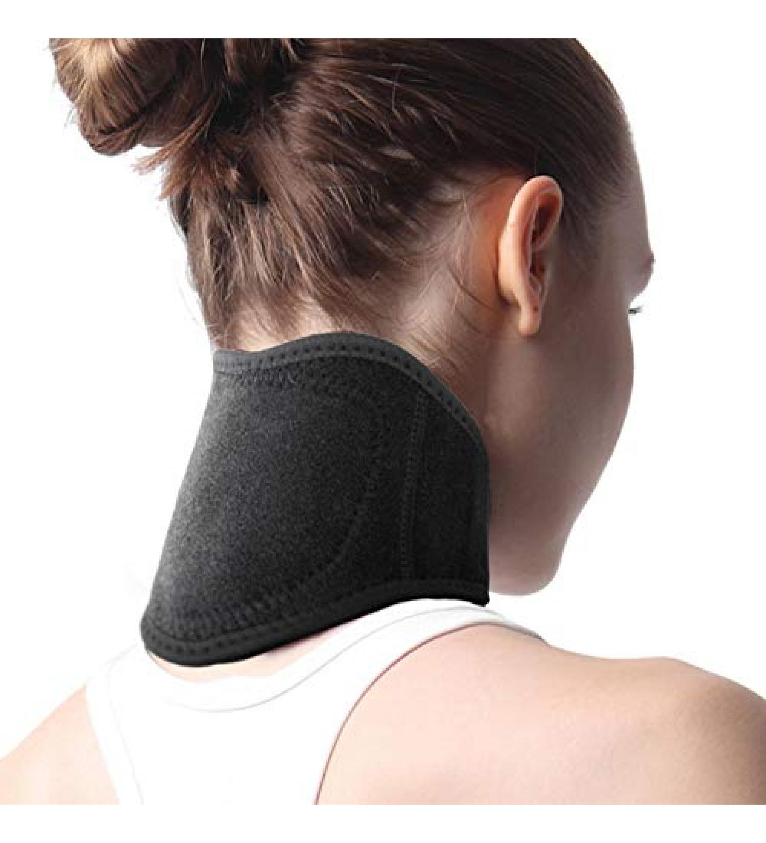 Self-Heating Neck Bandage - Winter Warmer with Magnetic Therapy | Neck Pain Relief & Support | Velcro Fastener | Black - Buy Online on GoSupps.com