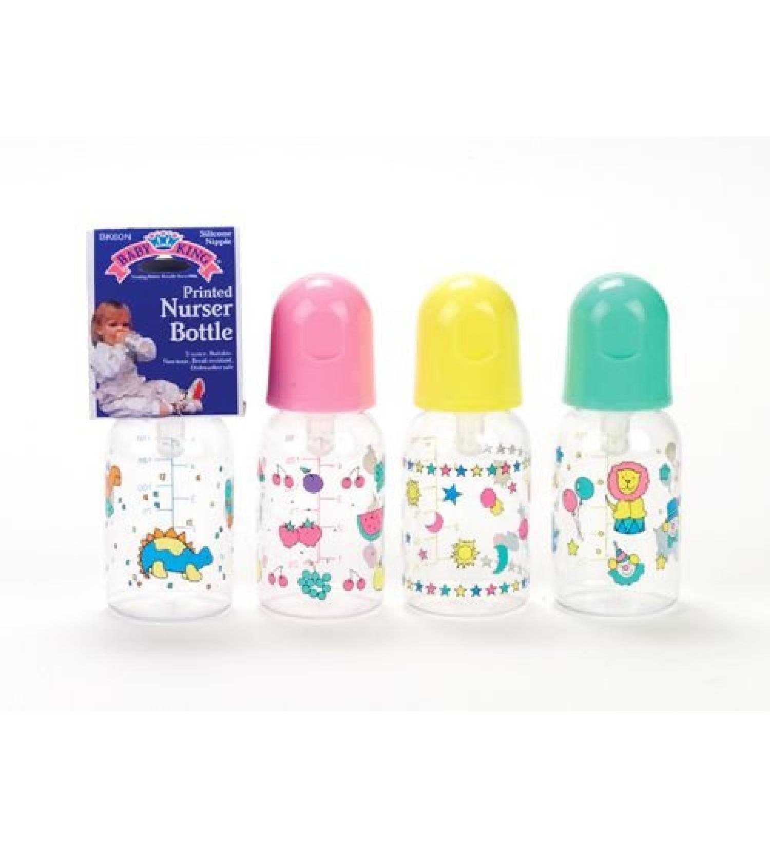Baby King Nurser Bottle 5oz. Boilable Bottle  Bk60  3 Bottles  Assorted Styles and Colors