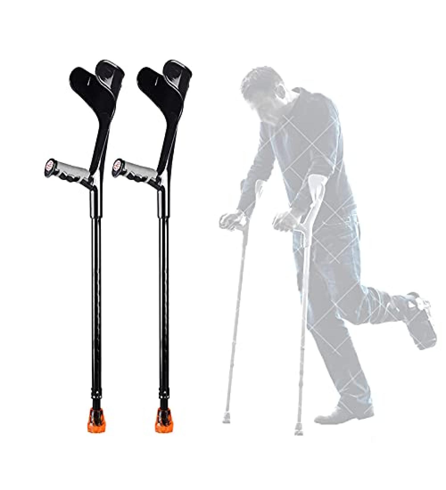 Aluminum Forearm Crutches Silver/Black Folding Crutches Adult with Non Slip Tips Crutches for Walking Ergonomic Adjustable Walking Aids Prosperous - Buy Online on GoSupps.com