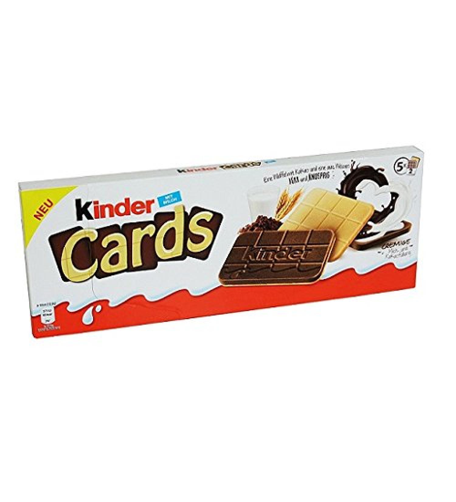 Kinder Cards Milk and Cocoa Wafer Style Biscuits 128g 5 Cases