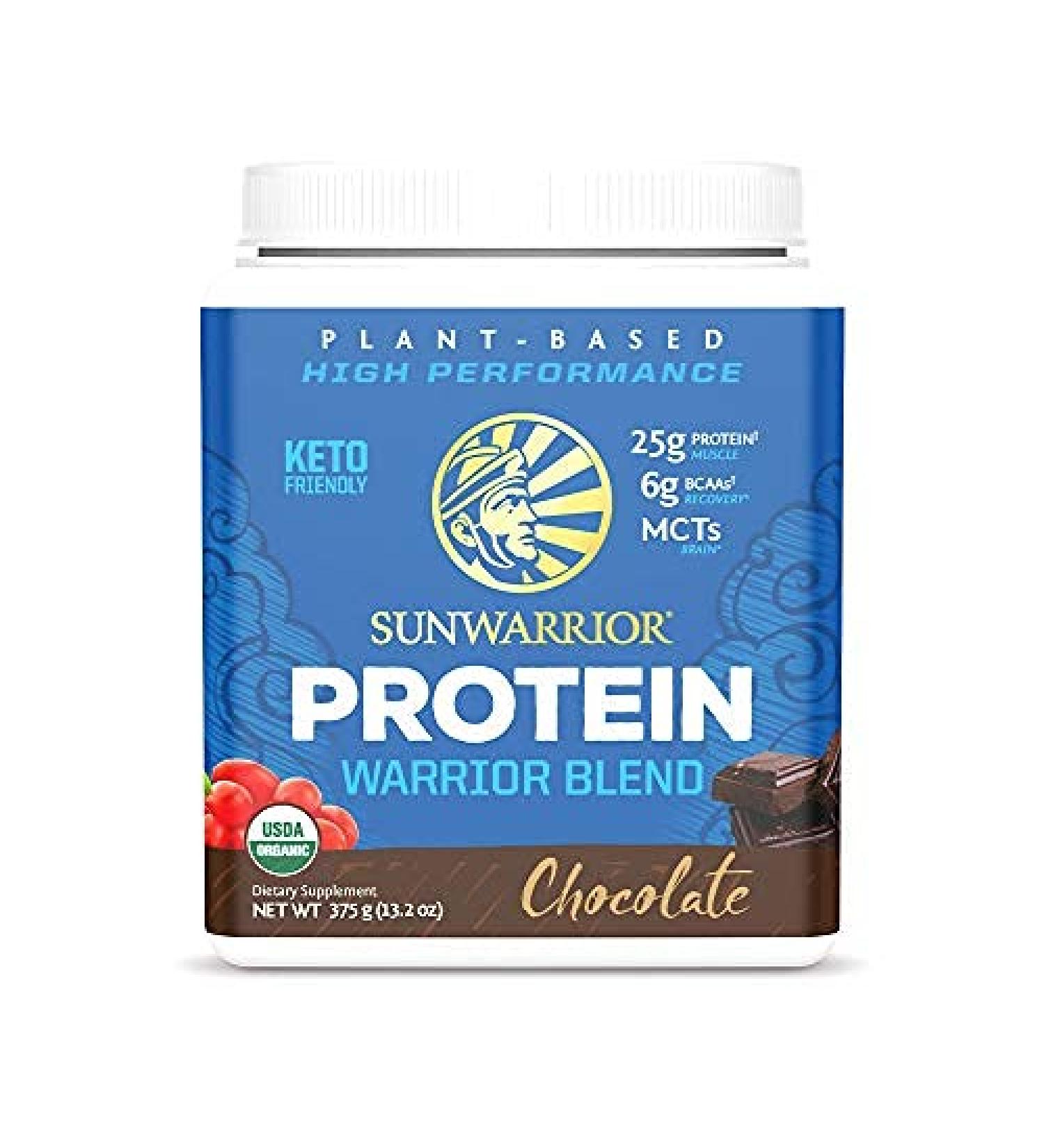 Sunwarrior Warrior Blend Protein Chocolate 13.2 oz - Plant-Based Protein Powder - Buy Online on GoSupps.com