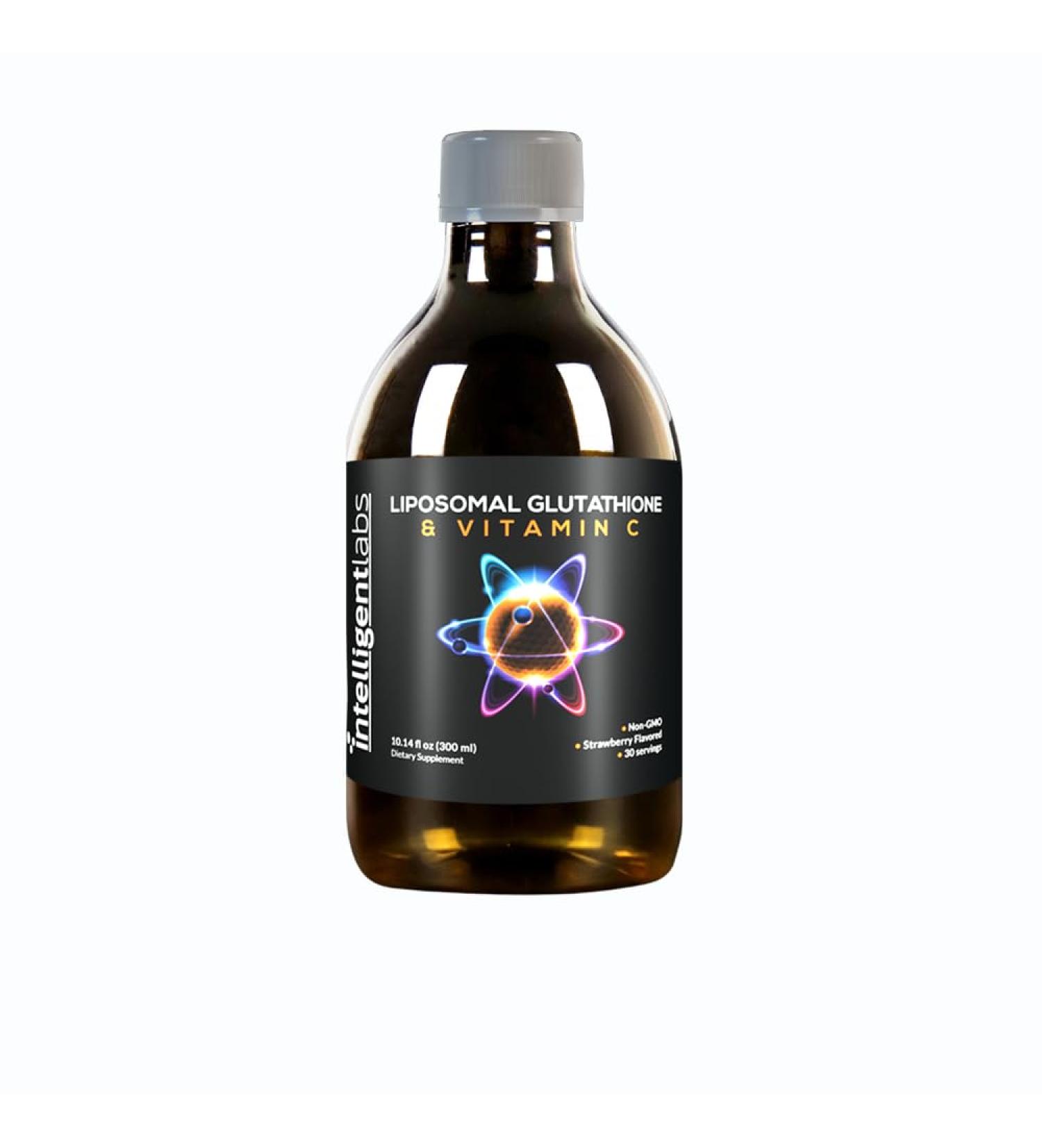 Intelligent Labs Liposomal Glutathione + Vitamin C Advanced Liquid Antioxidant Formula 500 mg Reduced L-Glutathione + 1000 mg Vitamin C per Serving 30 Servings Soy Free - Buy Online on GoSupps.com