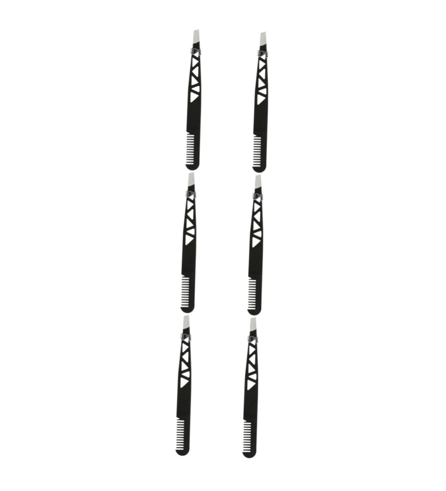 Healeeved Eyebrow Tweezers Set - 6 Dual Use Makeup Tools & Accessories for Perfect Brows | 3 Black Tweezers 10x1cm - Buy Online on GoSupps.com