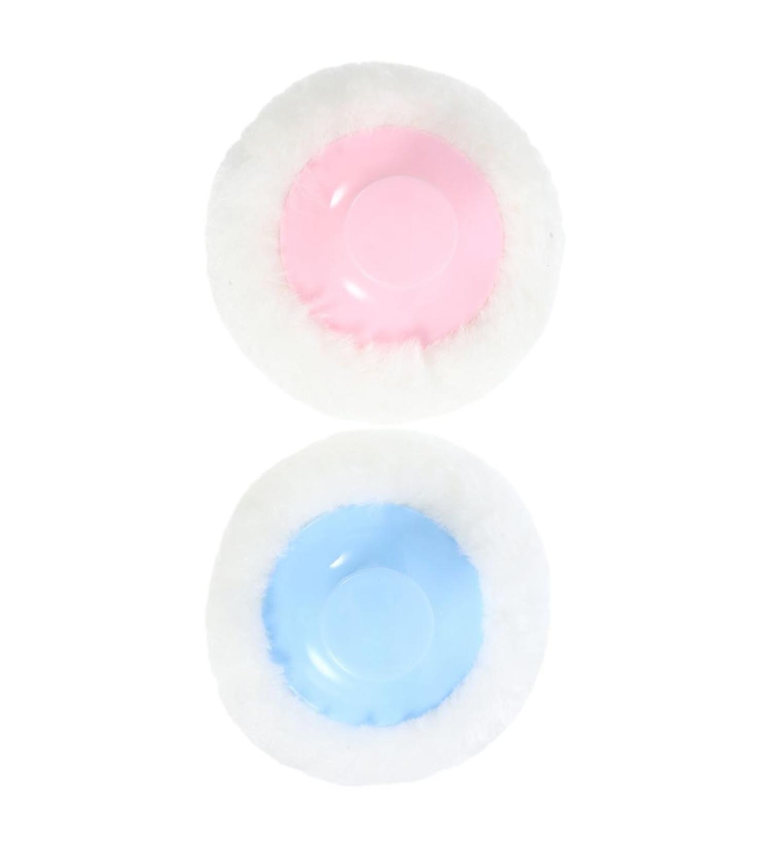 TOYANDONA Lot de 2 Houppettes pour B b 8 CM Douces et Moelleuses en Peluche Applicateurs de Poudre Corps R utilisables Couleurs Pastel Bleu Clair et Rose Clair pour Soins Peau et - Buy Online on GoSupps.com