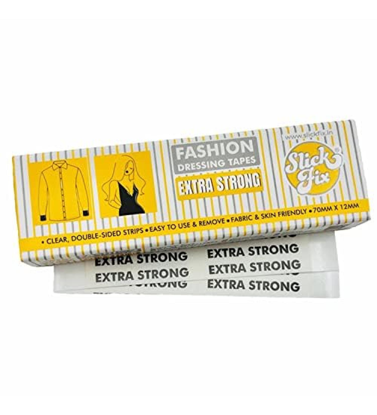 Extra Strong Fashion Dressing Tape - Invisible Double-Sided Body Tape (Pack of 18) | Skin & Fabric Friendly Adhesive for All-Day Use - Buy Online on GoSupps.com