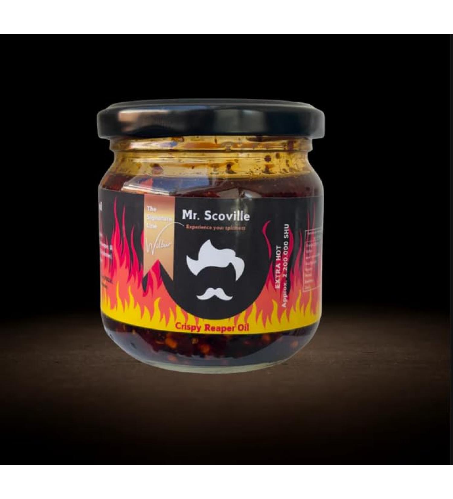 MrScoville Crispy Reaper Oil Spicy Chili Oil Carolina Reaper and Ghost Pepper Flavor Fermented Soybeans with Garlic and Onion