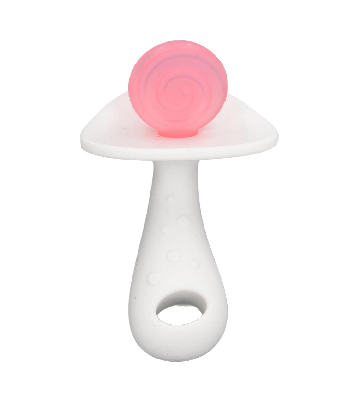 Silicone Baby Bite Ring - Large Candy Shape Teether for 6-12 Months - Chewable Teething Toy for Infants & Toddlers (Pink/White) - Buy Online on GoSupps.com