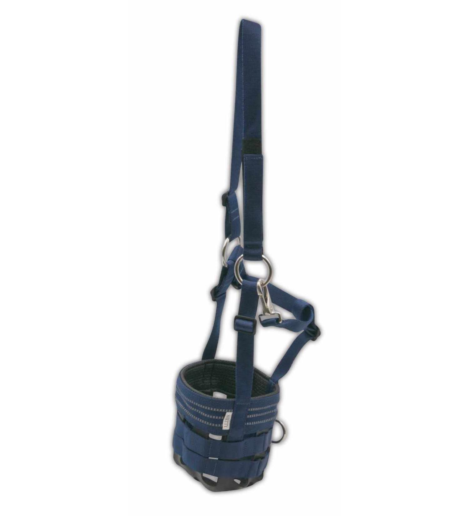 AMKA Muzzle for Horses - Adjustable Feeding Stop with Rubber Insert | Dark Blue Sizes Available - Buy Online on GoSupps.com