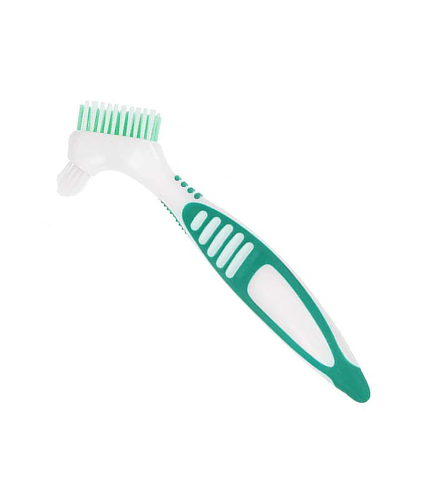 Ergonomic Double-Sided Denture Brush - Best Toothbrush for Dentures (Green) - Buy Online on GoSupps.com